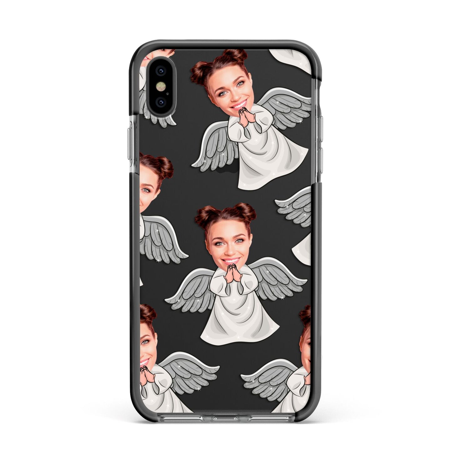 Angel Photo Face Apple iPhone Xs Max Impact Case Black Edge on Black Phone