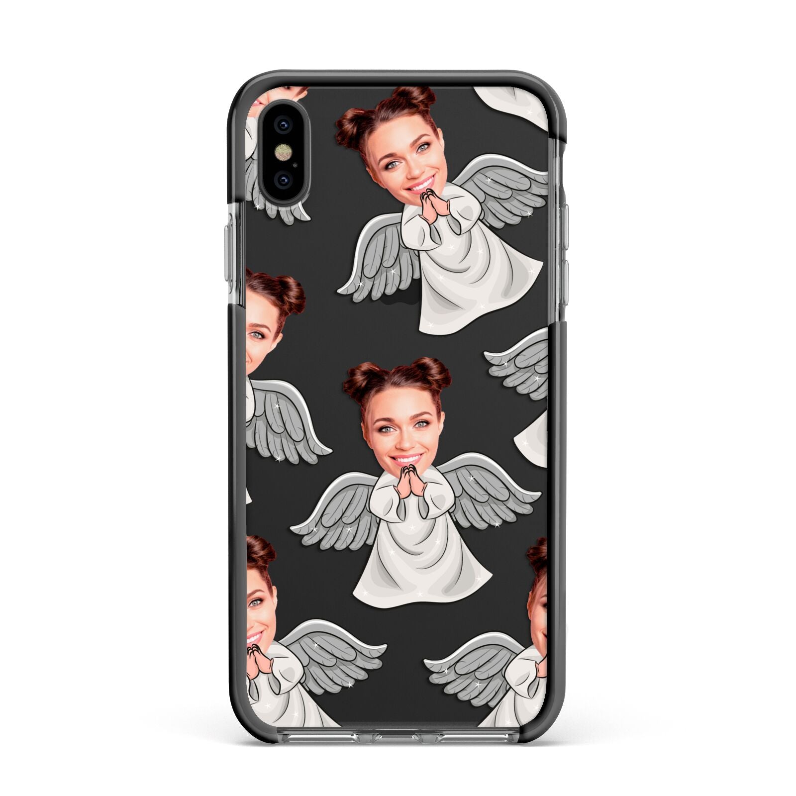 Angel Photo Face Apple iPhone Xs Max Impact Case Black Edge on Black Phone
