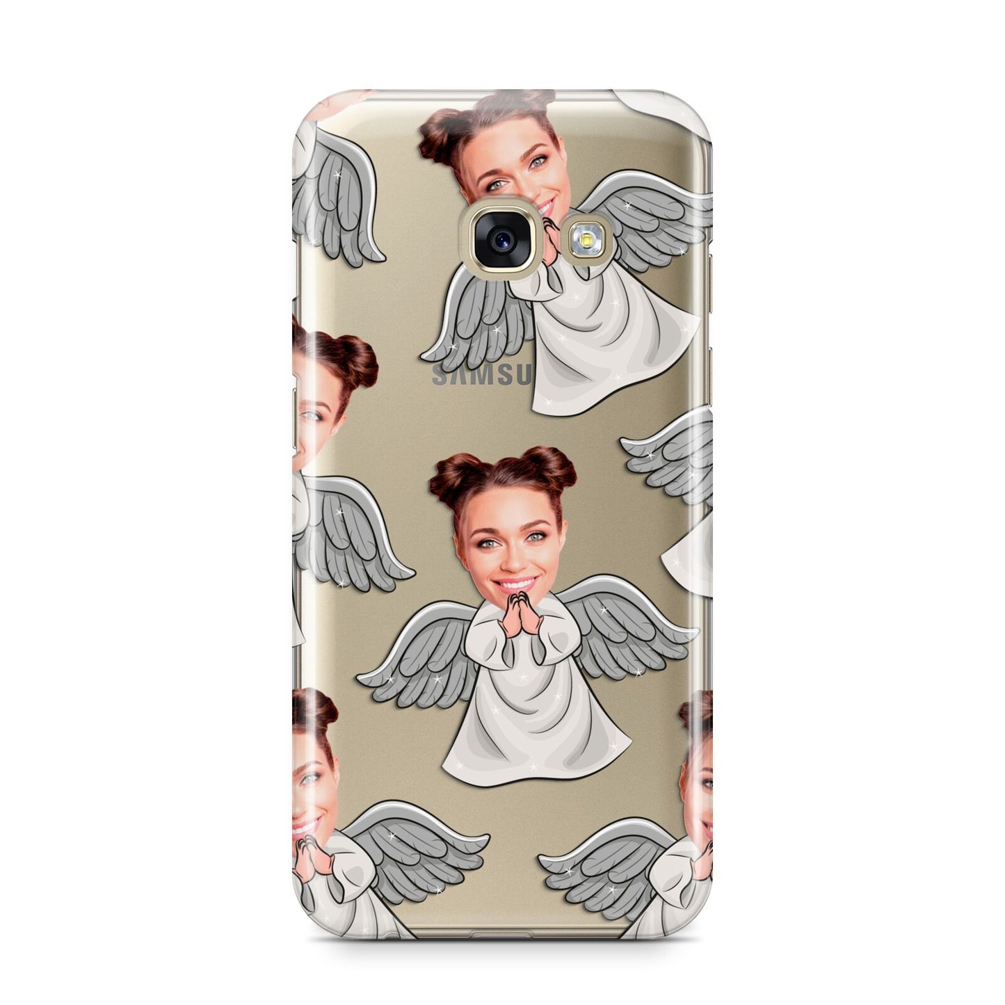 Angel Photo Face Samsung Galaxy A3 2017 Case on gold phone