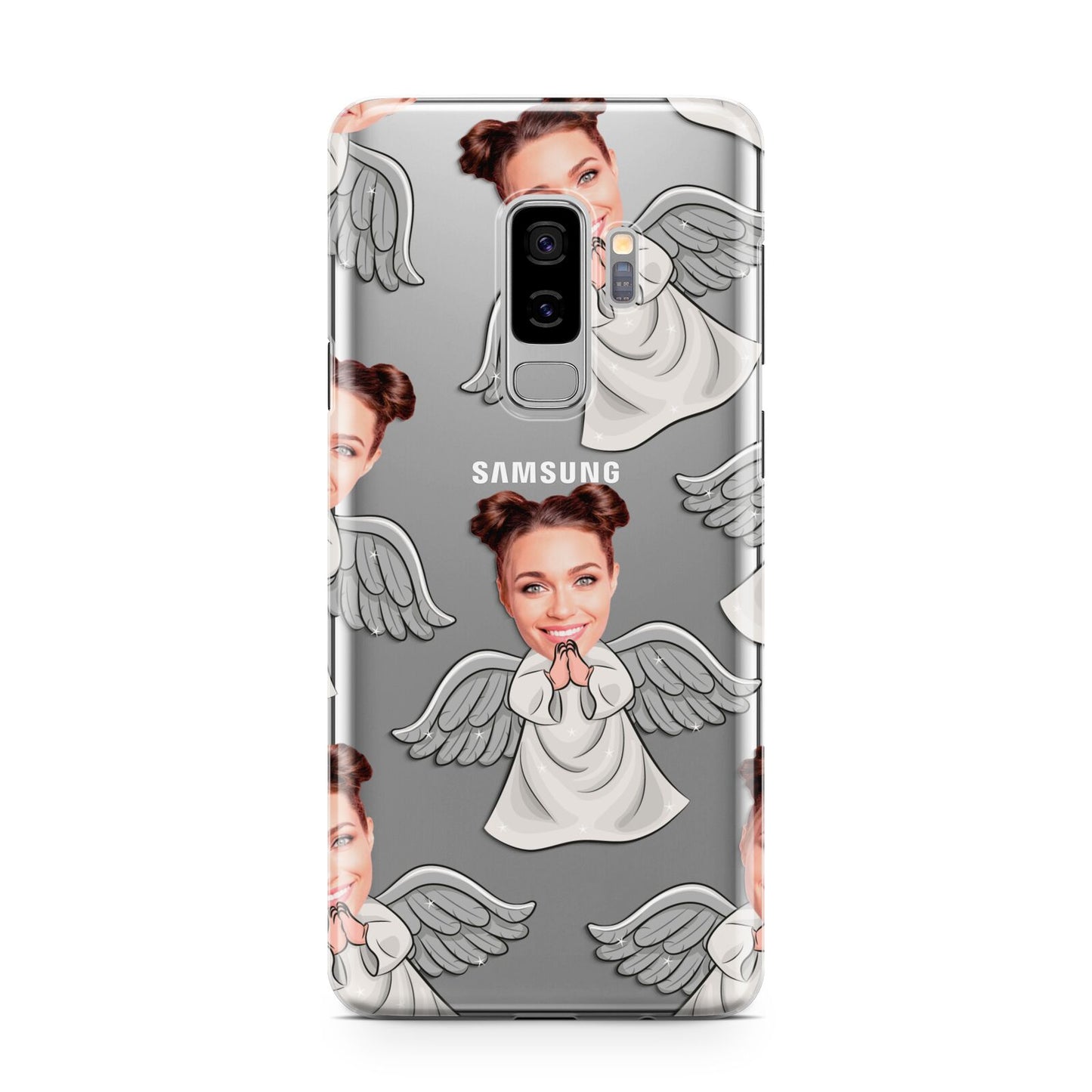 Angel Photo Face Samsung Galaxy S9 Plus Case on Silver phone