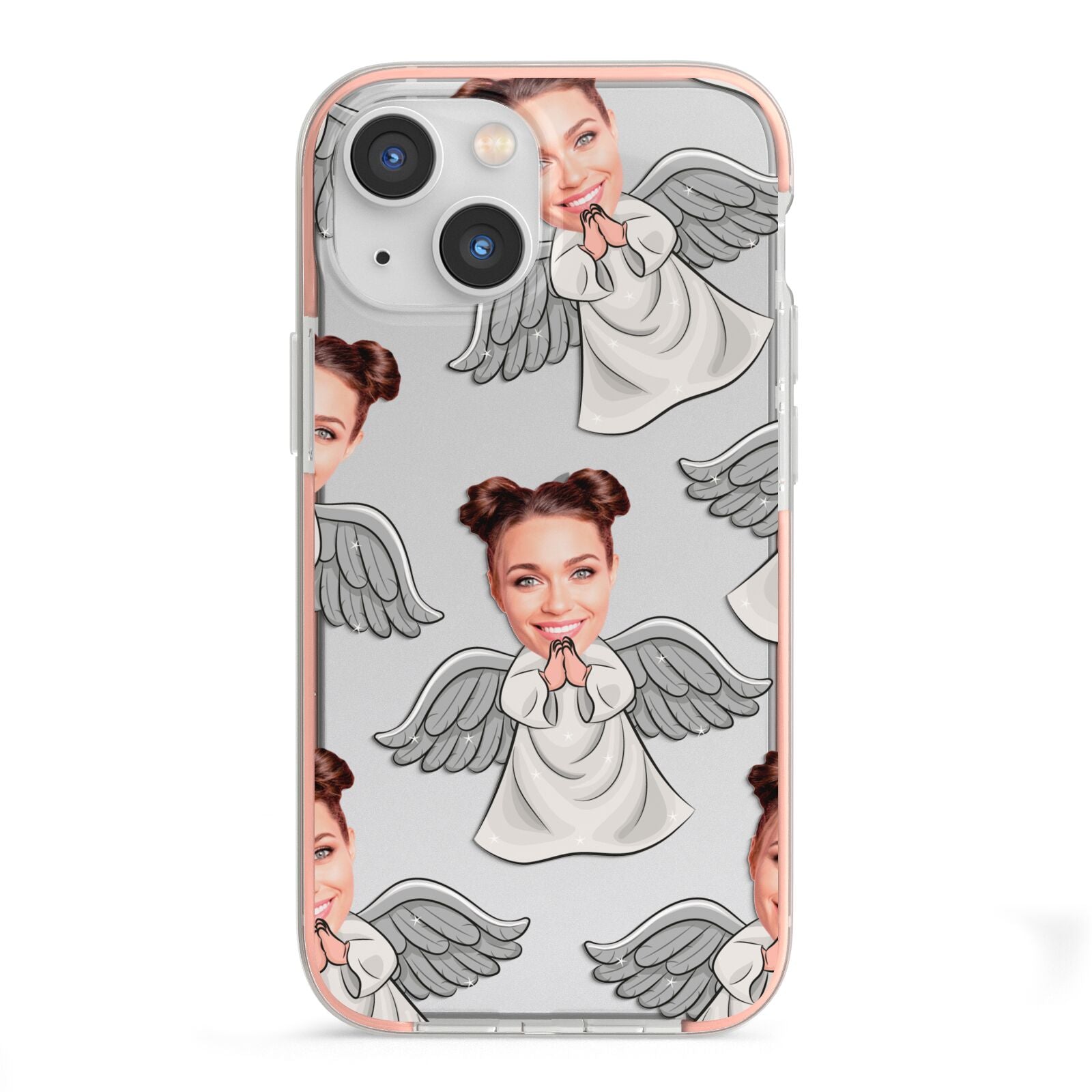 Angel Photo Face iPhone 13 Mini TPU Impact Case with Pink Edges