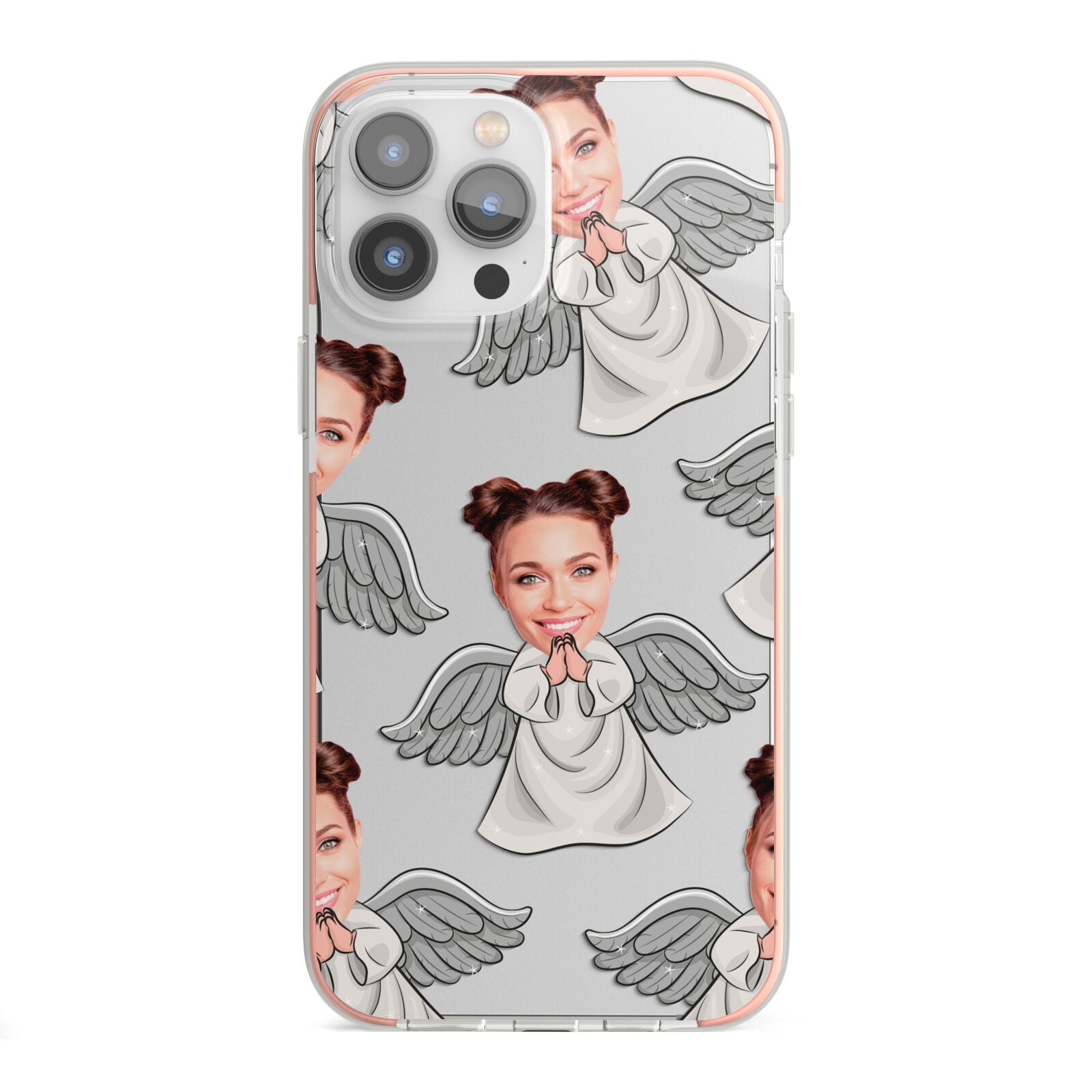 Angel Photo Face iPhone 13 Pro Max TPU Impact Case with Pink Edges