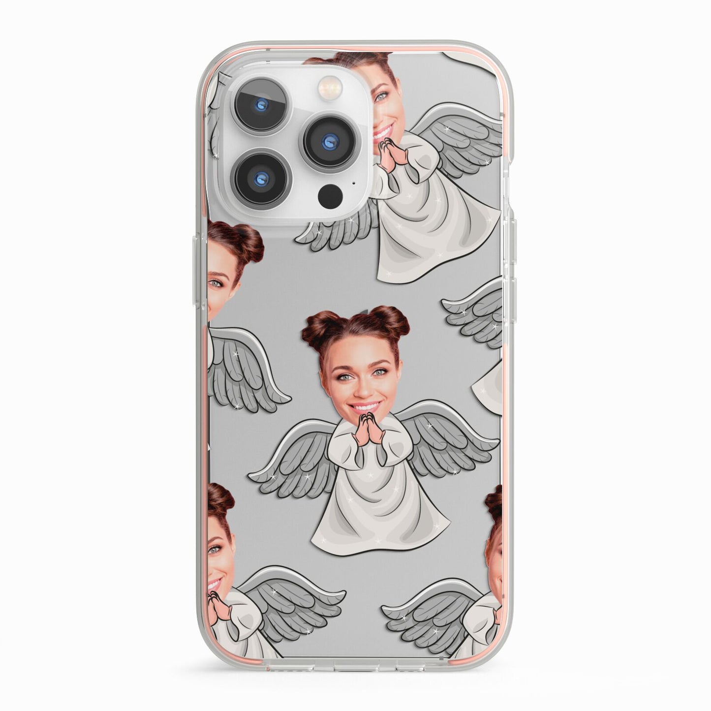 Angel Photo Face iPhone 13 Pro TPU Impact Case with Pink Edges