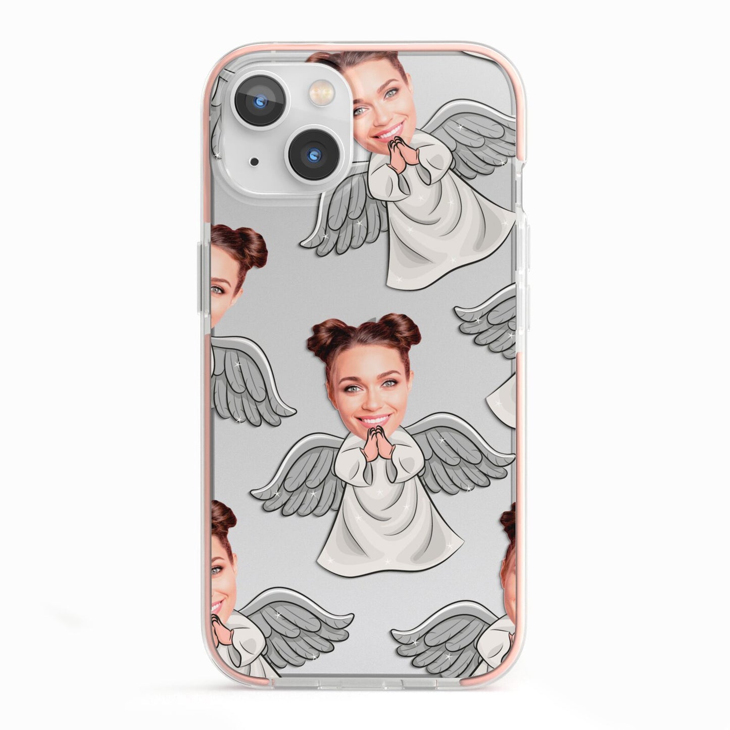 Angel Photo Face iPhone 13 TPU Impact Case with Pink Edges