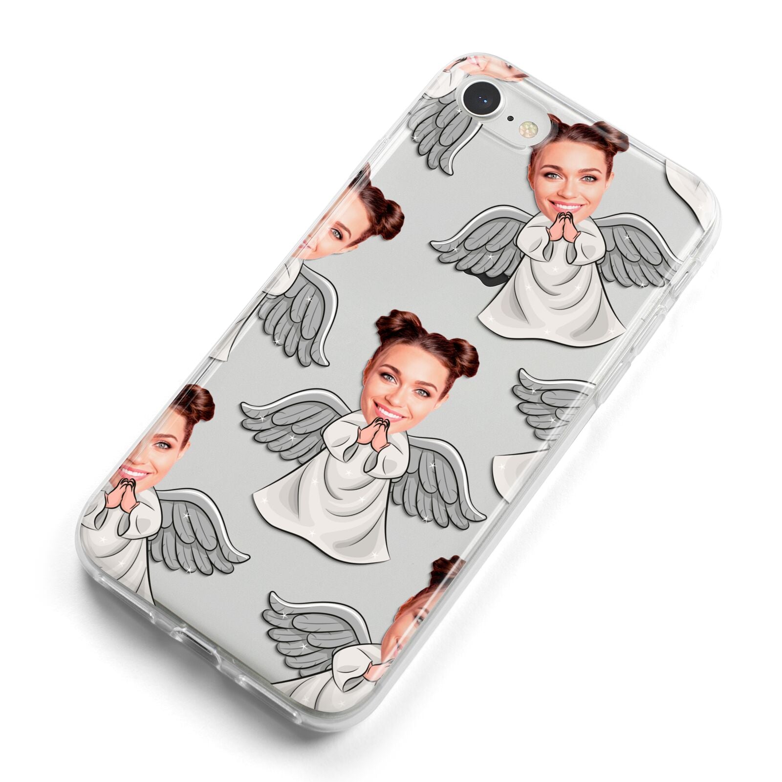 Angel Photo Face iPhone 8 Bumper Case on Silver iPhone Alternative Image