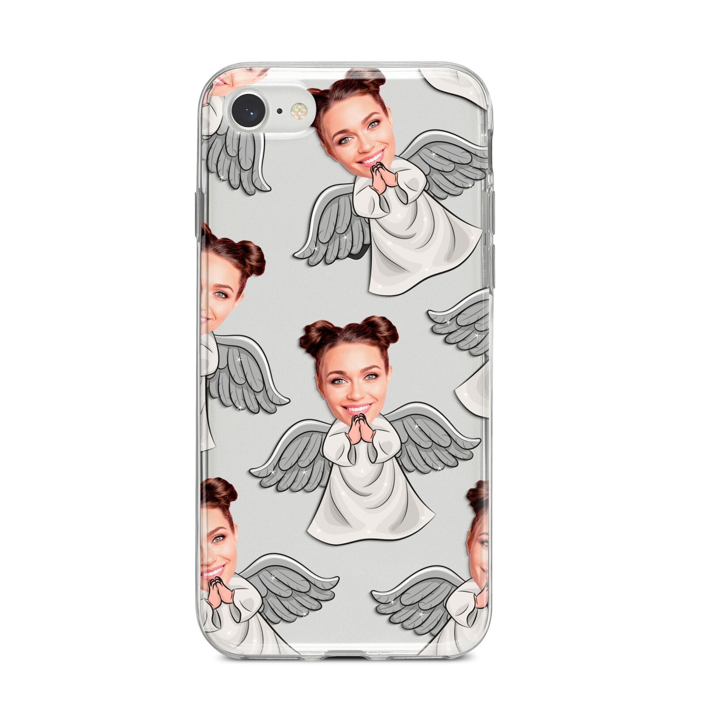 Angel Photo Face iPhone 8 Bumper Case on Silver iPhone