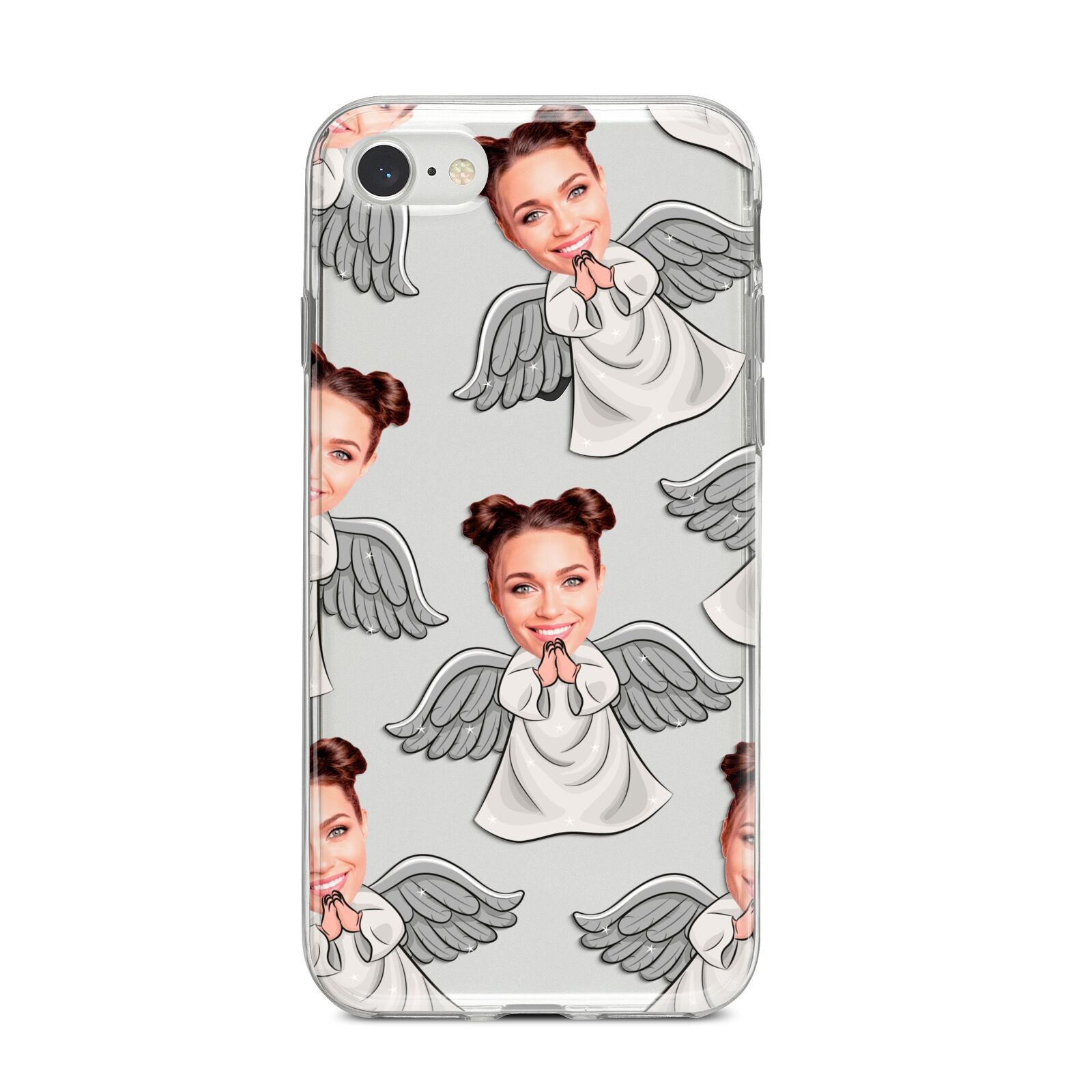 Angel Photo Face iPhone 8 Bumper Case on Silver iPhone