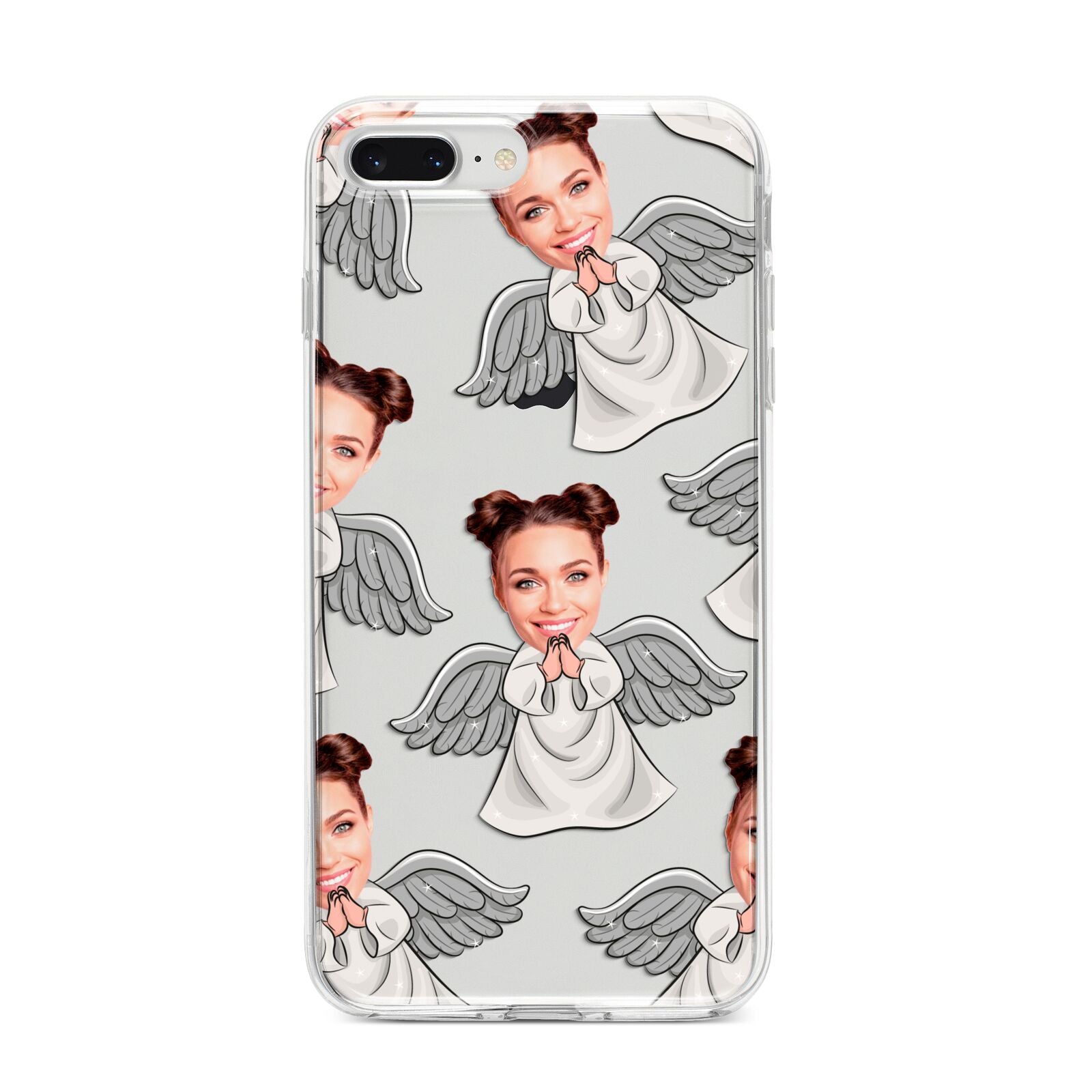 Angel Photo Face iPhone 8 Plus Bumper Case on Silver iPhone