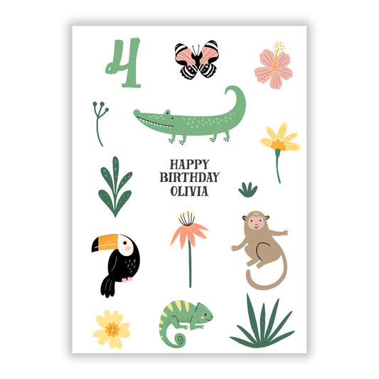 Animals Personalised Happy Birthday A5 Flat Greetings Card