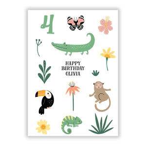 Personalisierte Glückwunschkarte zum Geburtstag mit Tieren