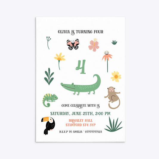 Animals Personalised Happy Birthday Rectangle Invitation Matte Paper