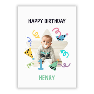 Any Age Happy Birthday Personalised Photo Greetings Card