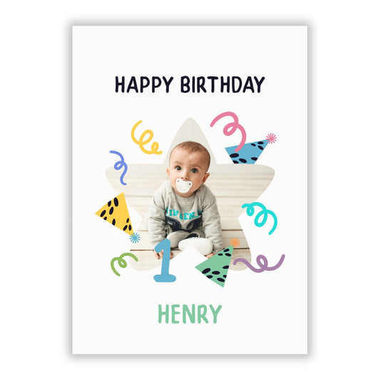 Any Age Happy Birthday Personalised Photo A5 Flat Greetings Card