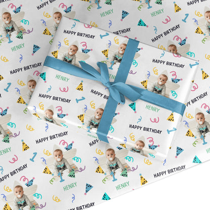 Any Age Happy Birthday Personalised Photo Custom Wrapping Paper