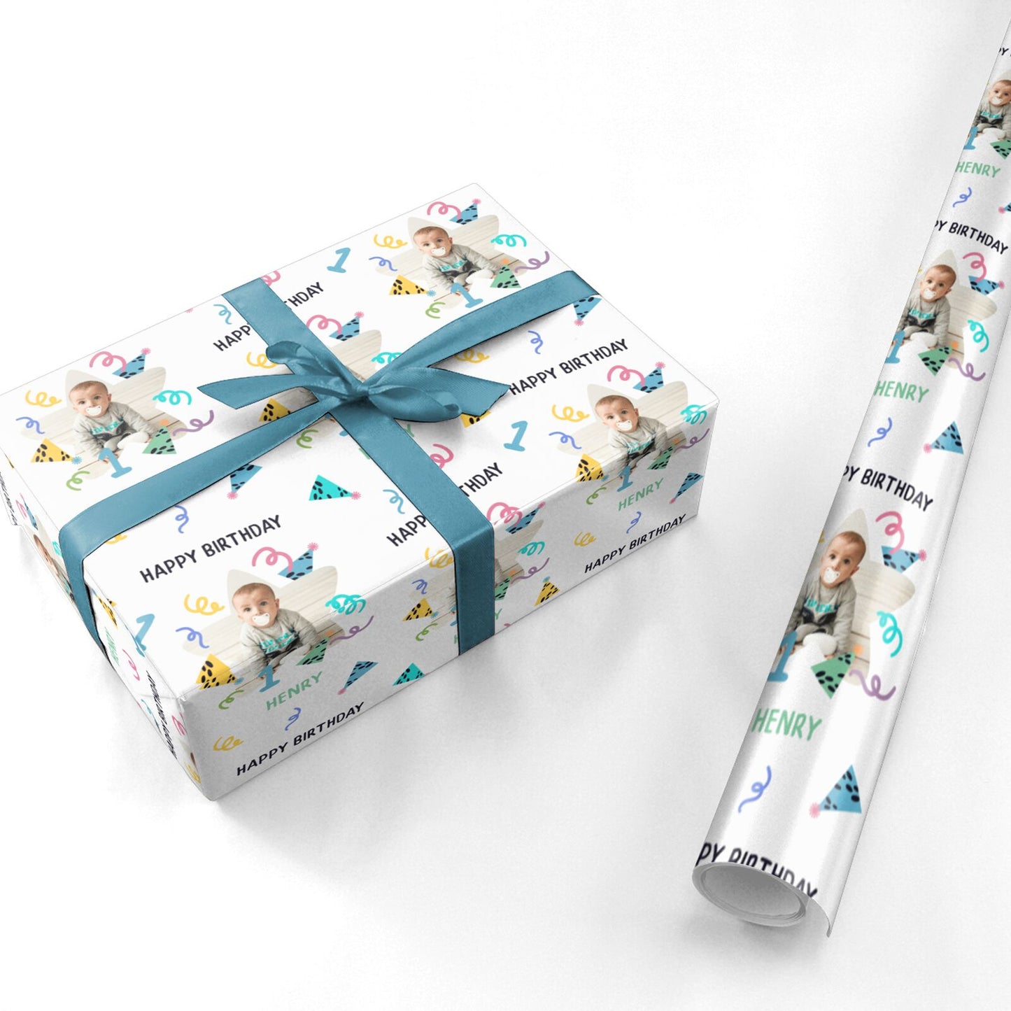 Any Age Happy Birthday Personalised Photo Personalised Wrapping Paper