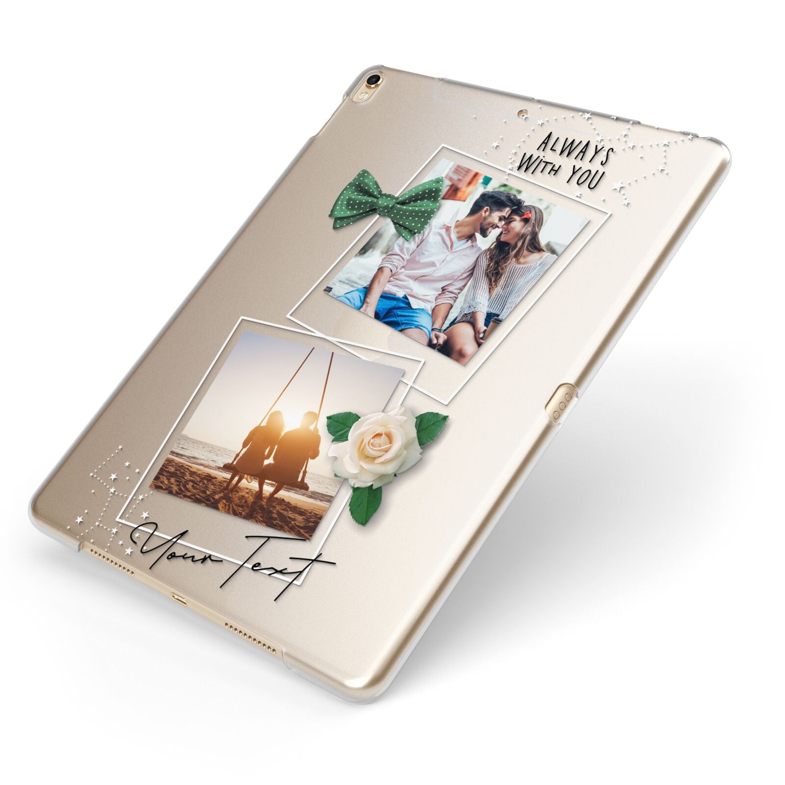 Astrology Photo Montage Upload with Text Apple iPad Case on Gold iPad Side View