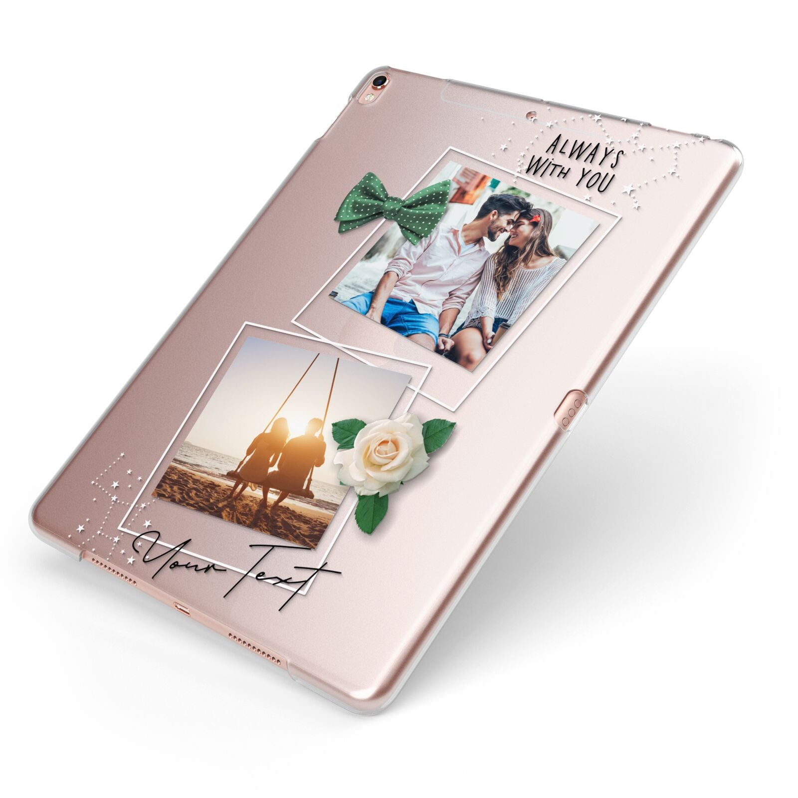 Astrology Photo Montage Upload with Text Apple iPad Case on Rose Gold iPad Side View