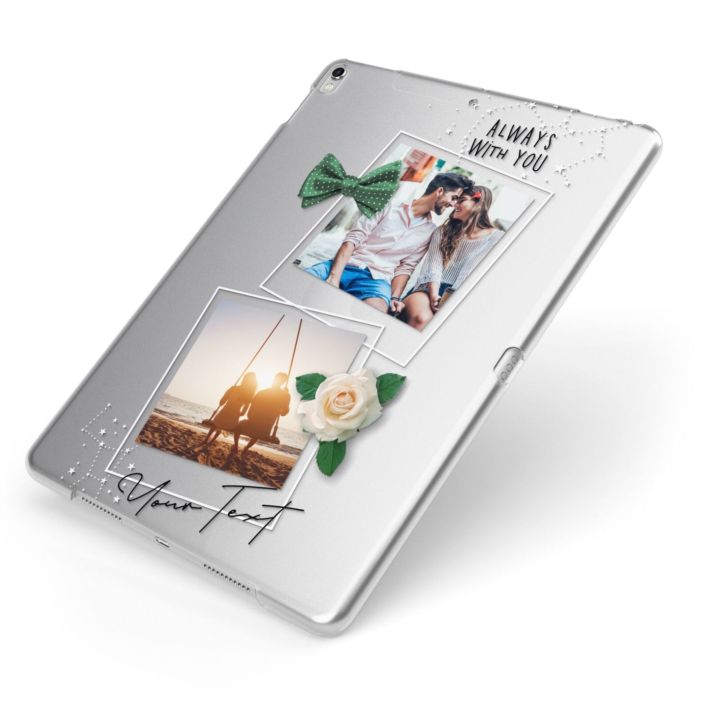 Astrology Photo Montage Upload with Text Apple iPad Case on Silver iPad Side View