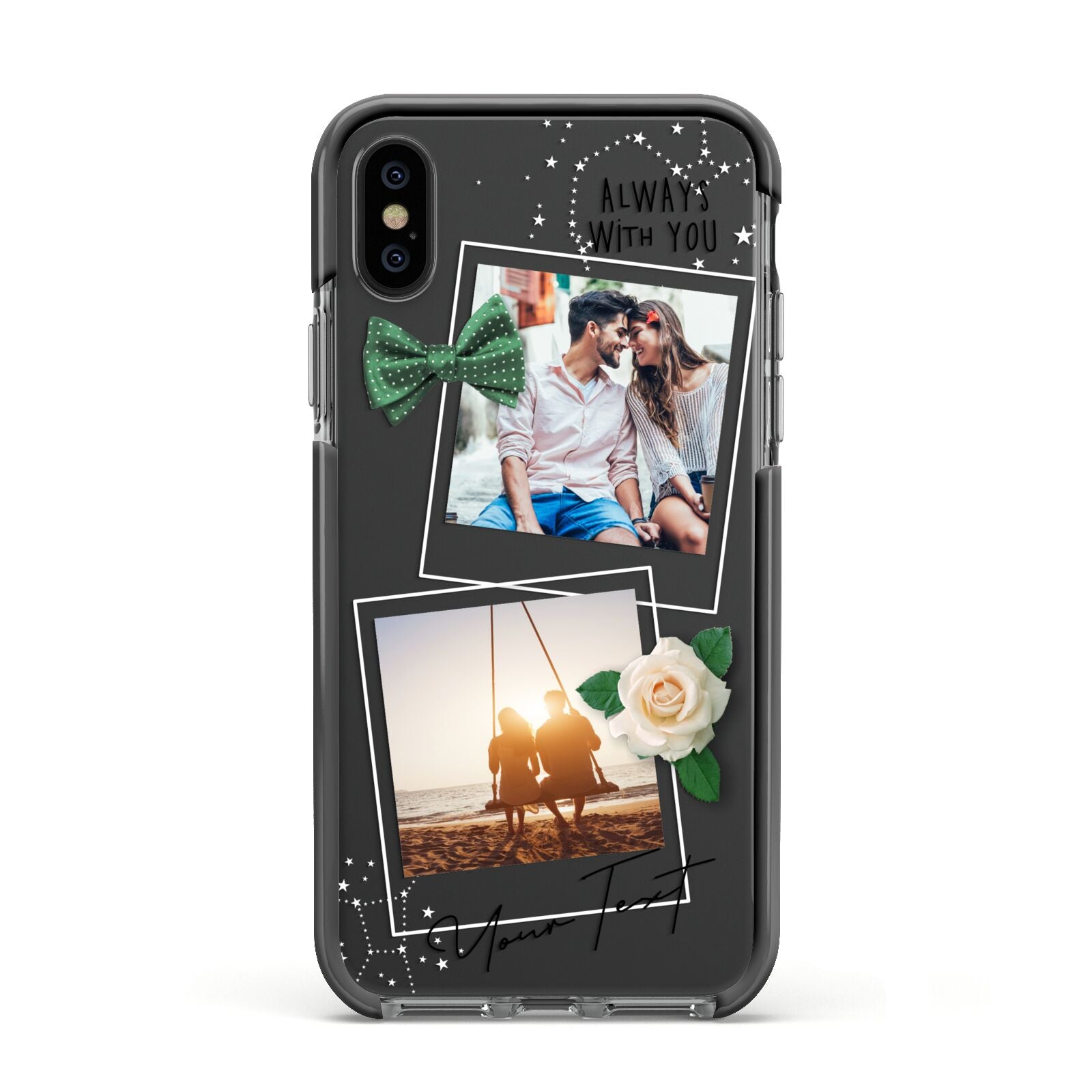 Astrology Photo Montage Upload with Text Apple iPhone Xs Impact Case Black Edge on Black Phone