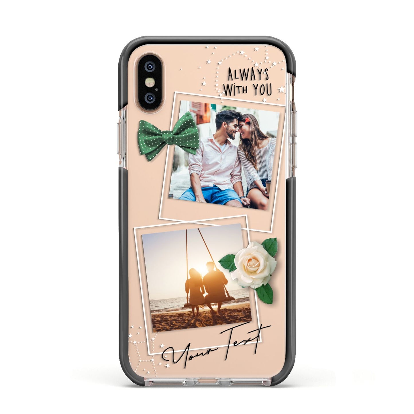Astrology Photo Montage Upload with Text Apple iPhone Xs Impact Case Black Edge on Gold Phone