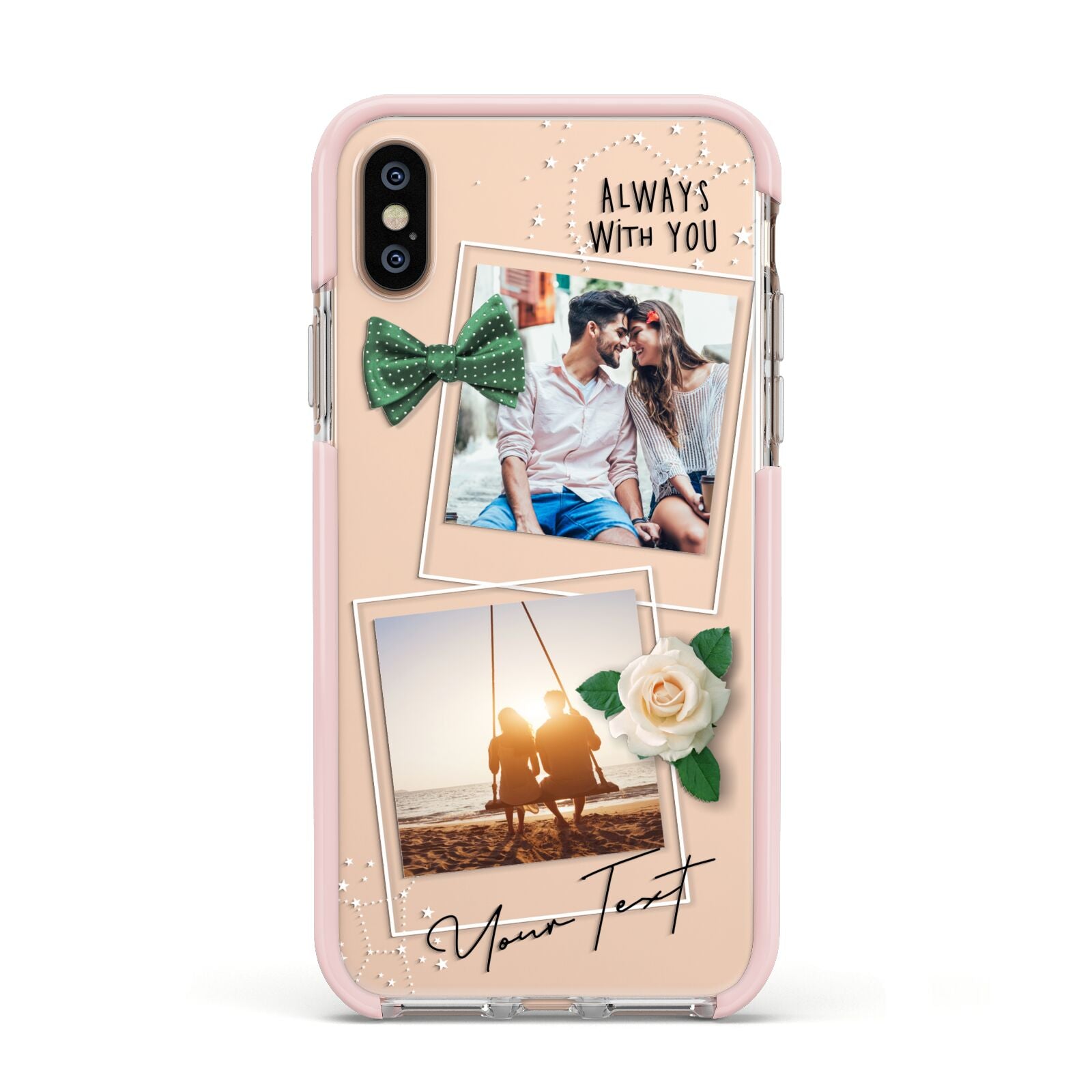 Astrology Photo Montage Upload with Text Apple iPhone Xs Impact Case Pink Edge on Gold Phone