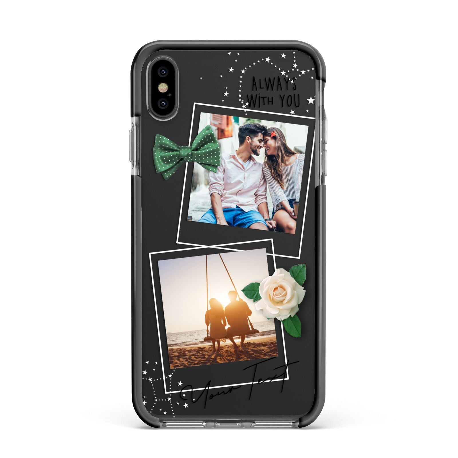 Astrology Photo Montage Upload with Text Apple iPhone Xs Max Impact Case Black Edge on Black Phone