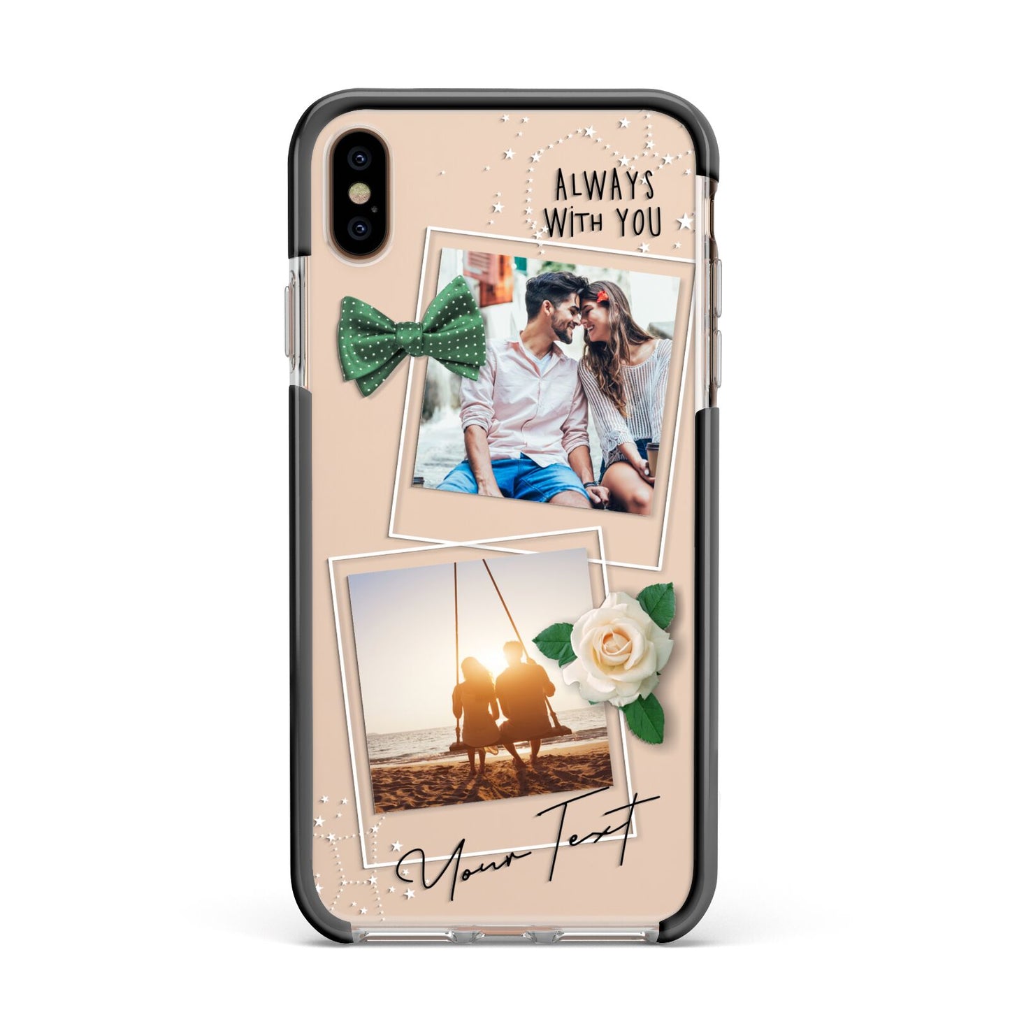 Astrology Photo Montage Upload with Text Apple iPhone Xs Max Impact Case Black Edge on Gold Phone