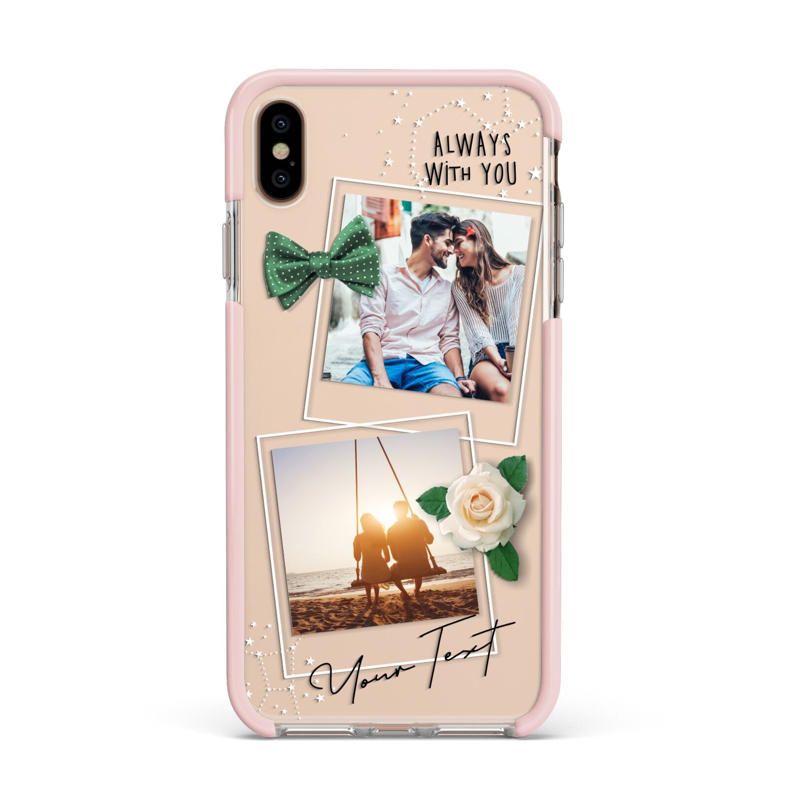 Astrology Photo Montage Upload with Text Apple iPhone Xs Max Impact Case Pink Edge on Gold Phone