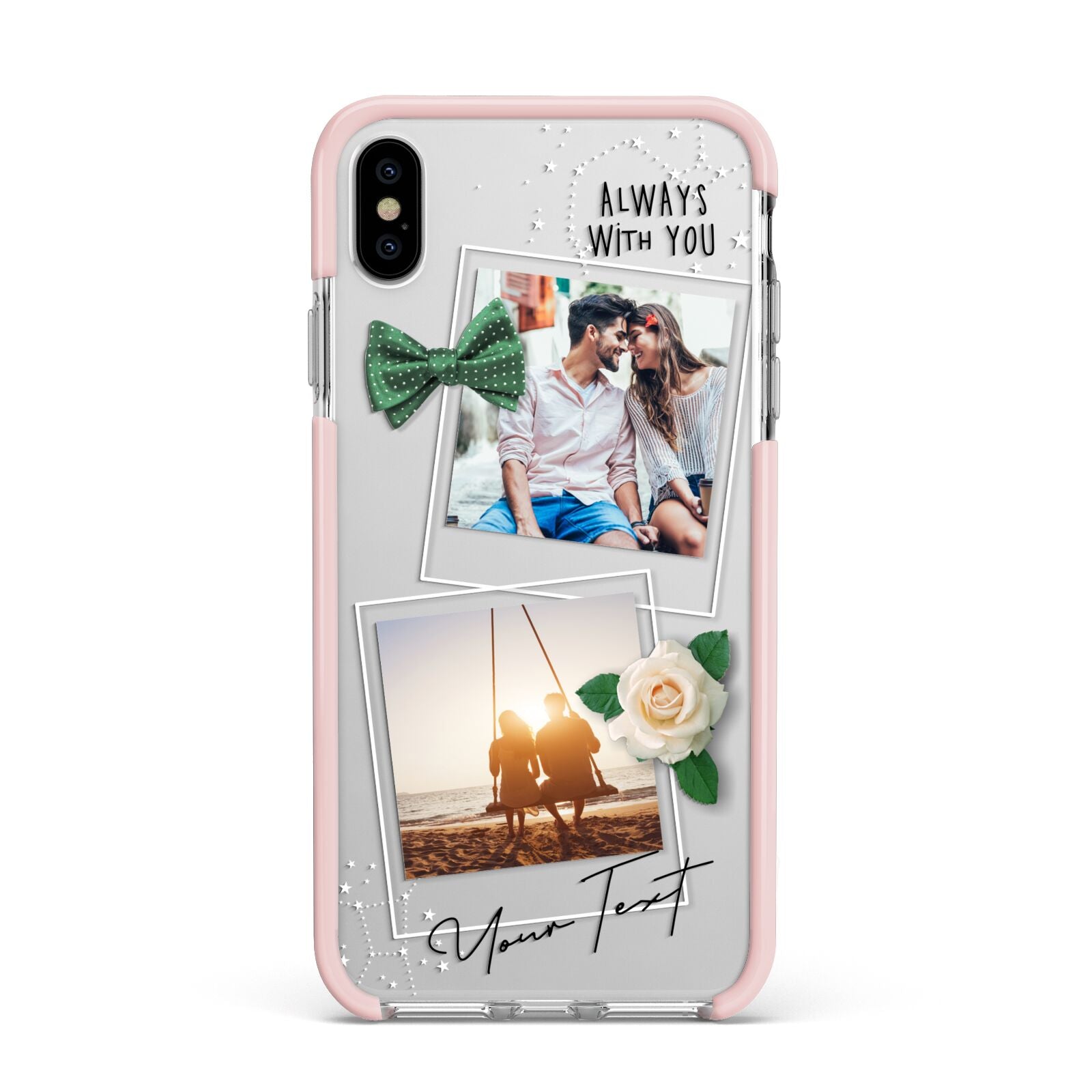 Astrology Photo Montage Upload with Text Apple iPhone Xs Max Impact Case Pink Edge on Silver Phone