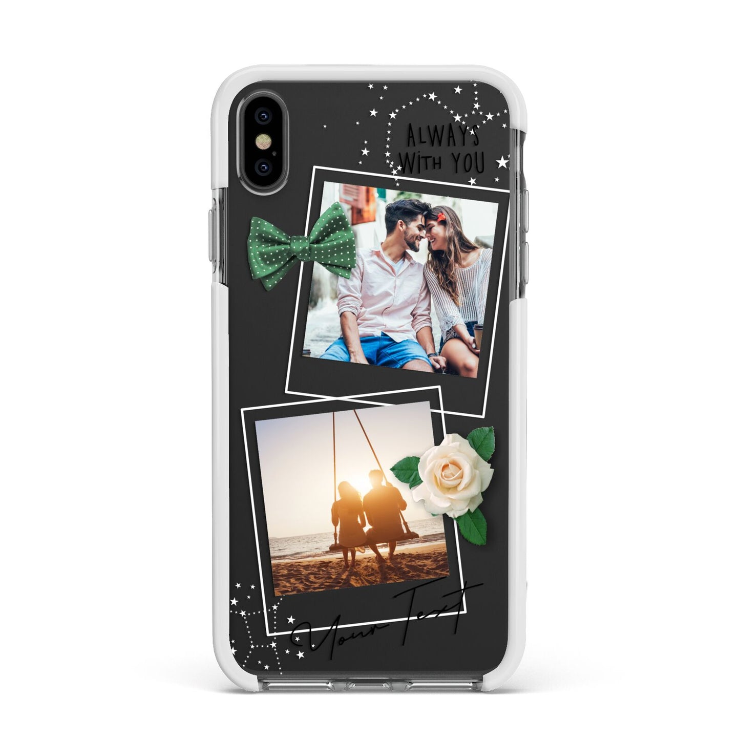 Astrology Photo Montage Upload with Text Apple iPhone Xs Max Impact Case White Edge on Black Phone
