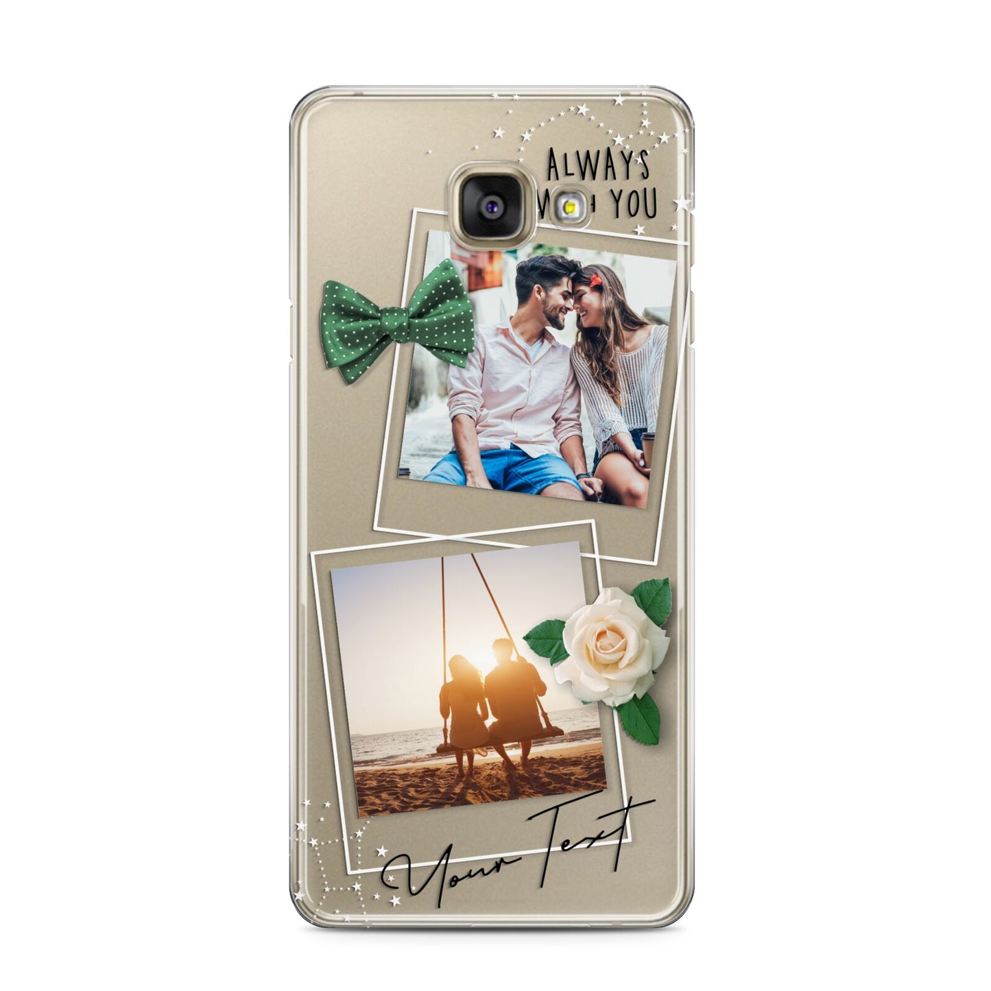 Astrology Photo Montage Upload with Text Samsung Galaxy A3 2016 Case on gold phone