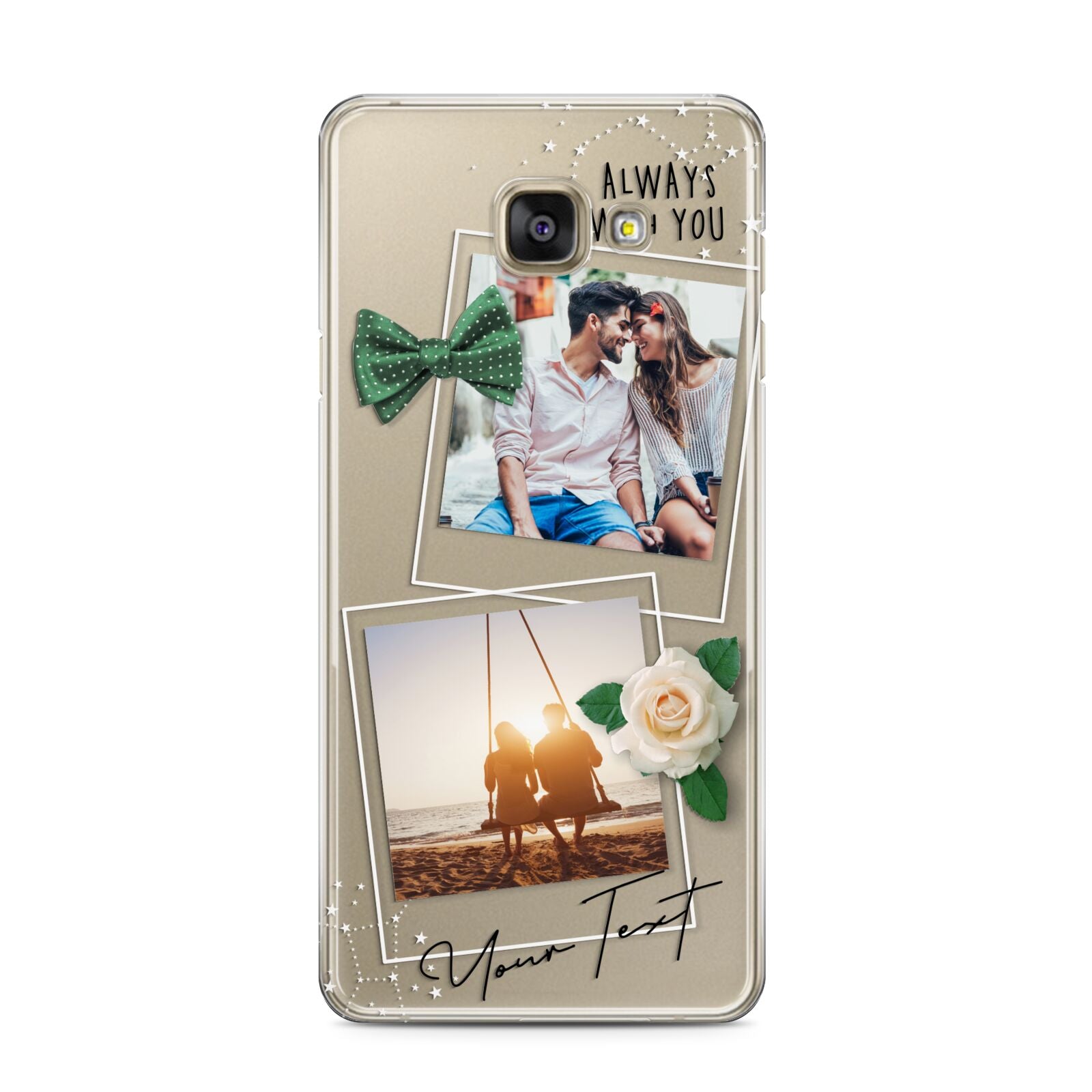 Astrology Photo Montage Upload with Text Samsung Galaxy A3 2016 Case on gold phone