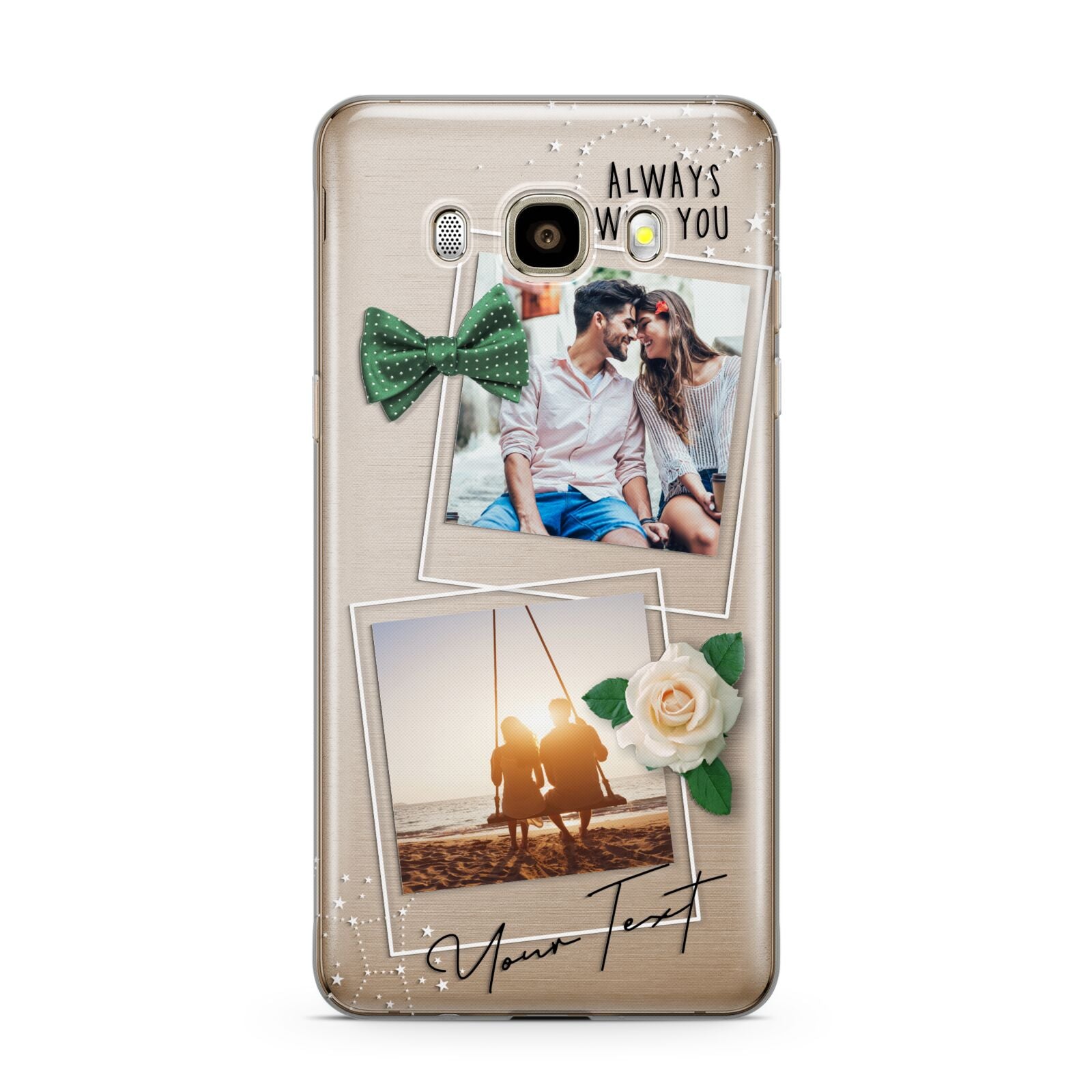 Astrology Photo Montage Upload with Text Samsung Galaxy J7 2016 Case on gold phone