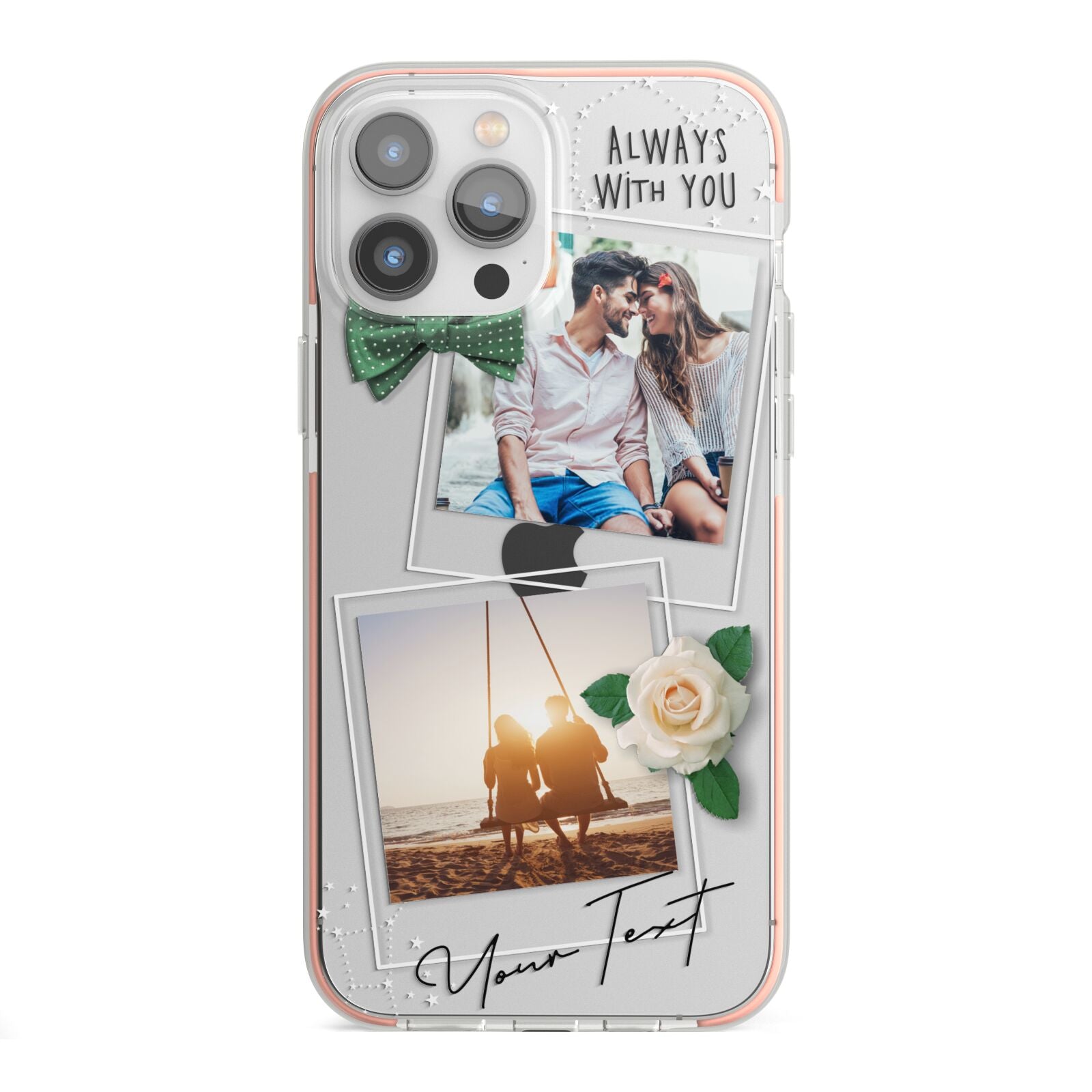 Astrology Photo Montage Upload with Text iPhone 13 Pro Max TPU Impact Case with Pink Edges