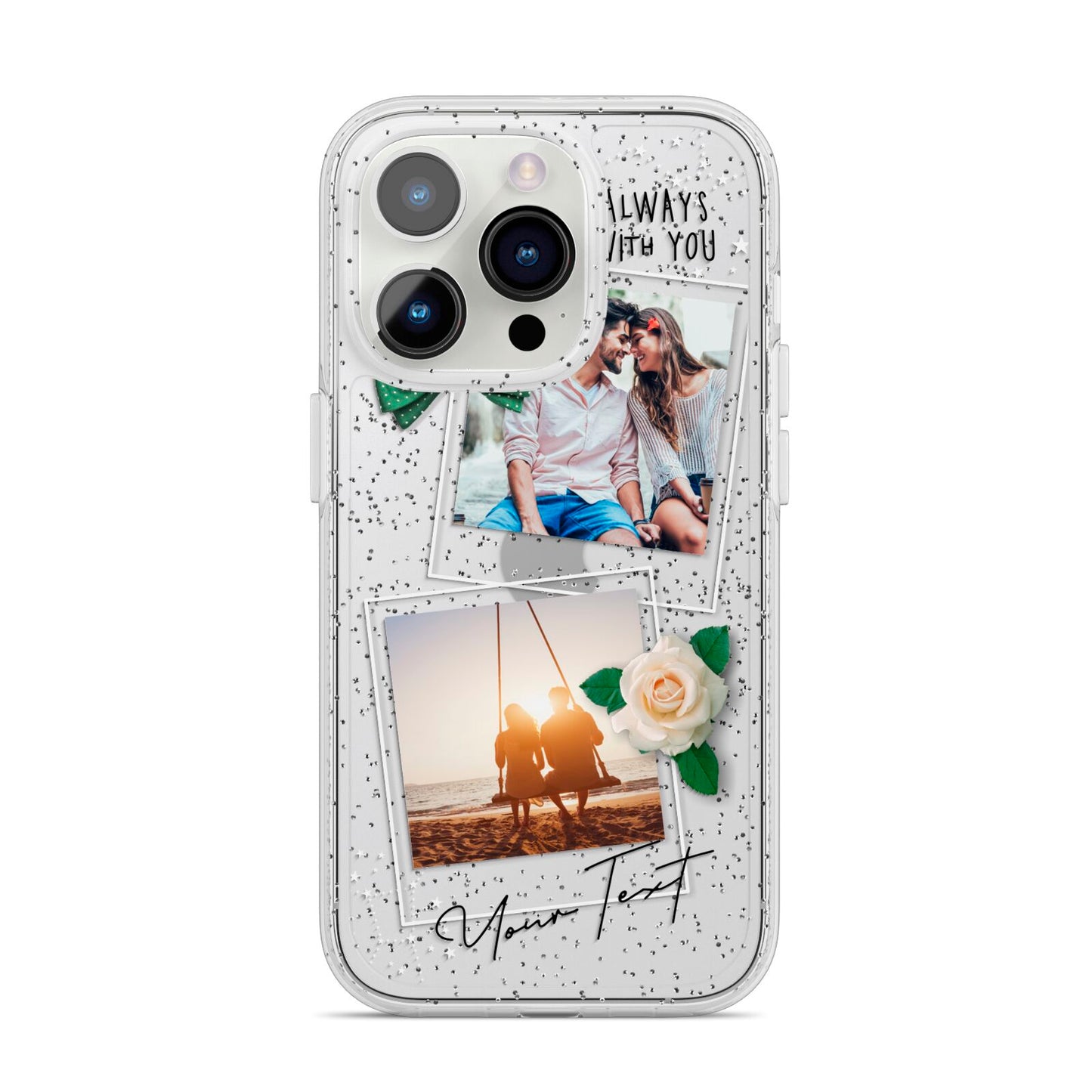 Astrology Photo Montage Upload with Text iPhone 14 Pro Glitter Tough Case Silver