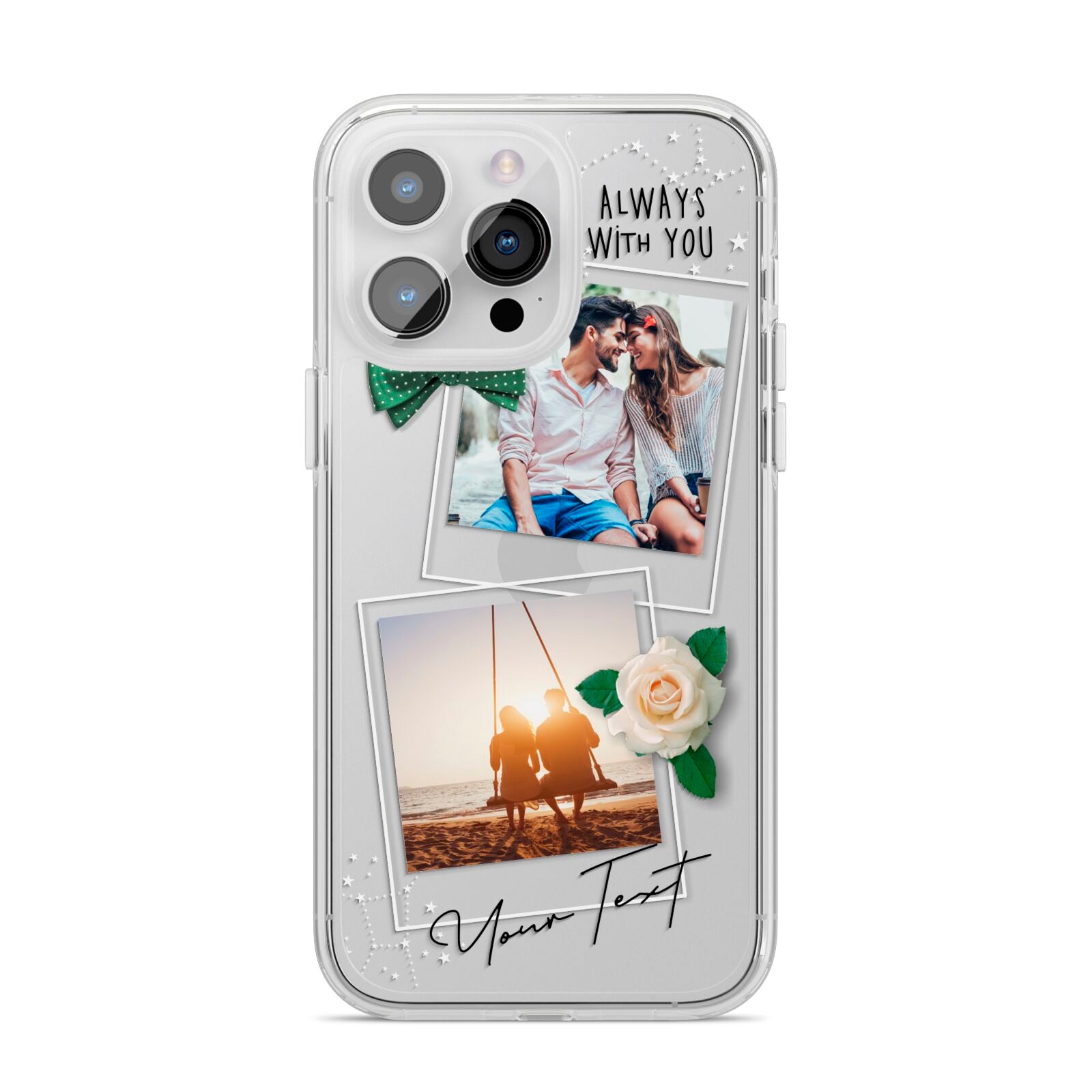 Astrology Photo Montage Upload with Text iPhone 14 Pro Max Clear Tough Case Silver