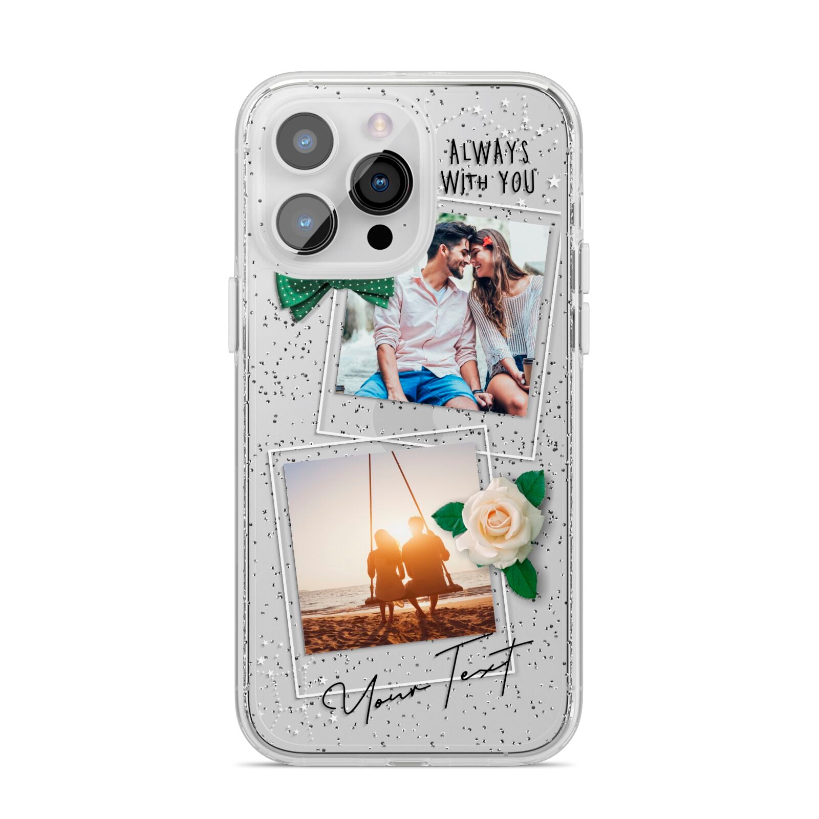 Astrology Photo Montage Upload with Text iPhone 14 Pro Max Glitter Tough Case Silver