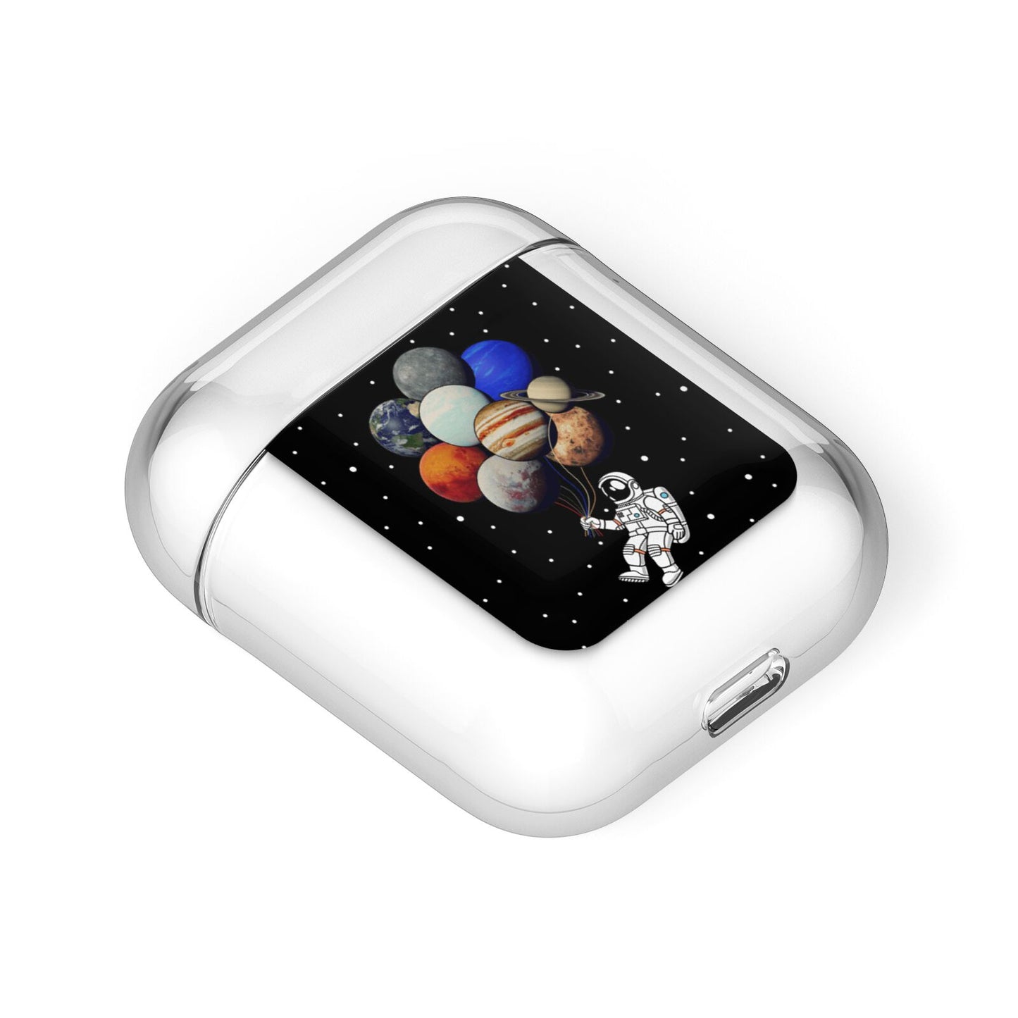 Astronaut Planet Balloons AirPods Case Laid Flat