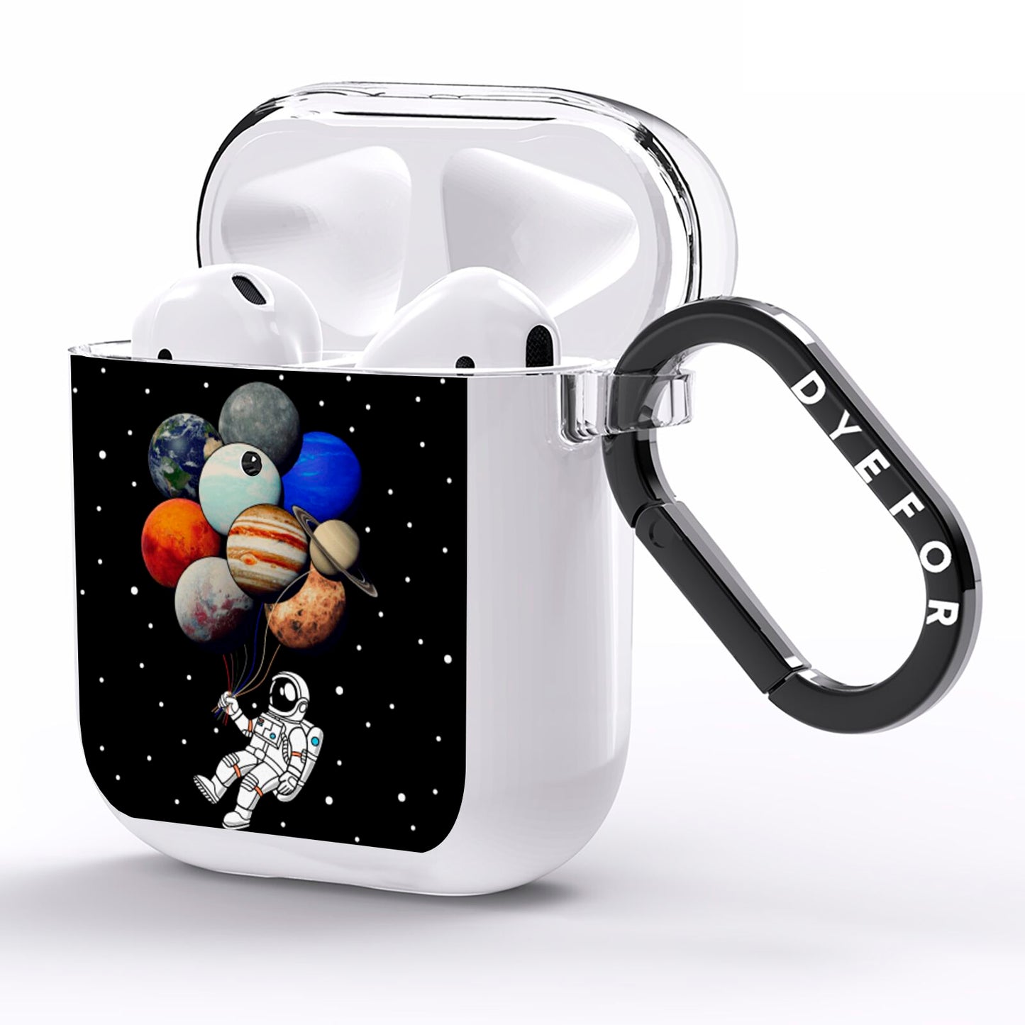 Astronaut Planet Balloons AirPods Clear Case Side Image