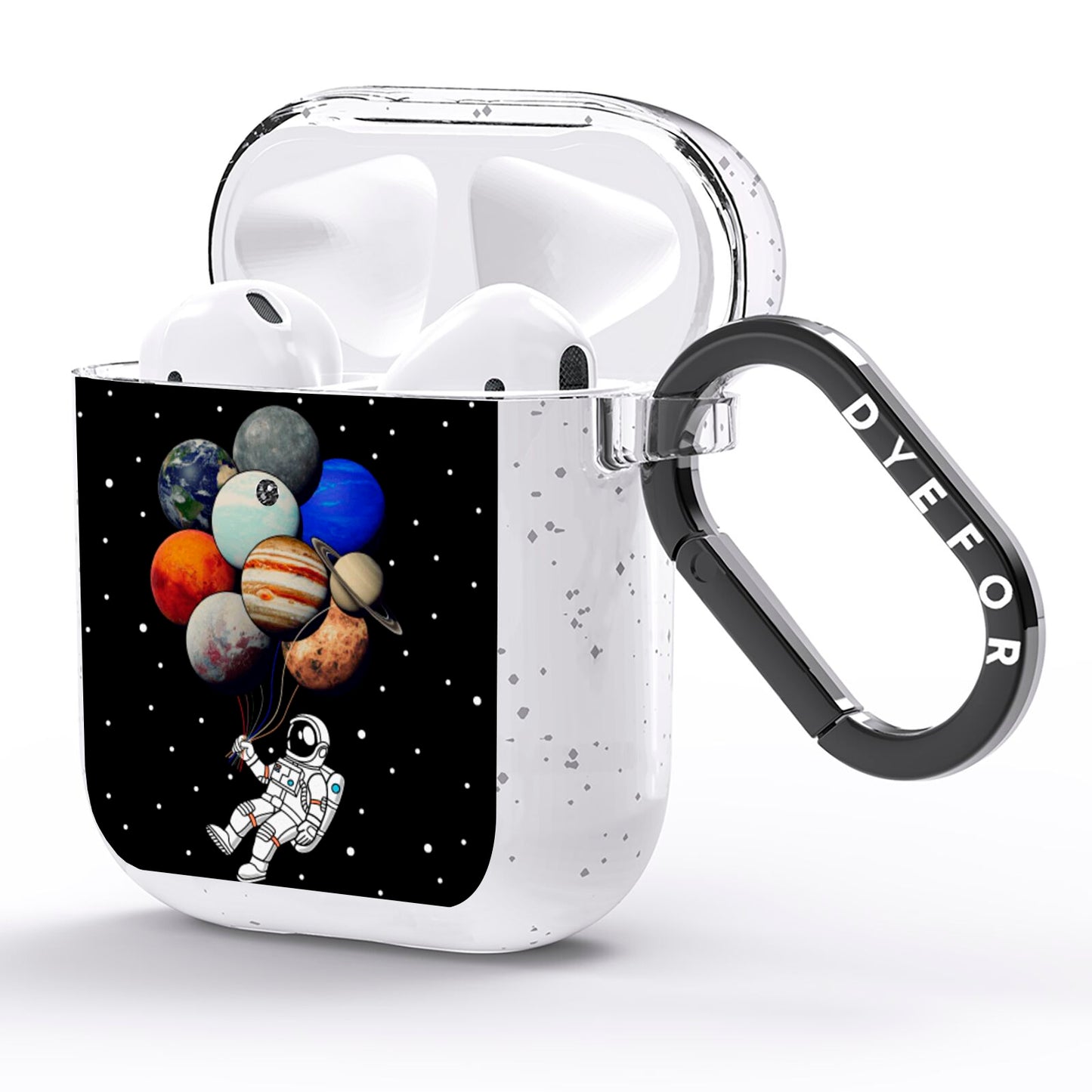 Astronaut Planet Balloons AirPods Glitter Case Side Image