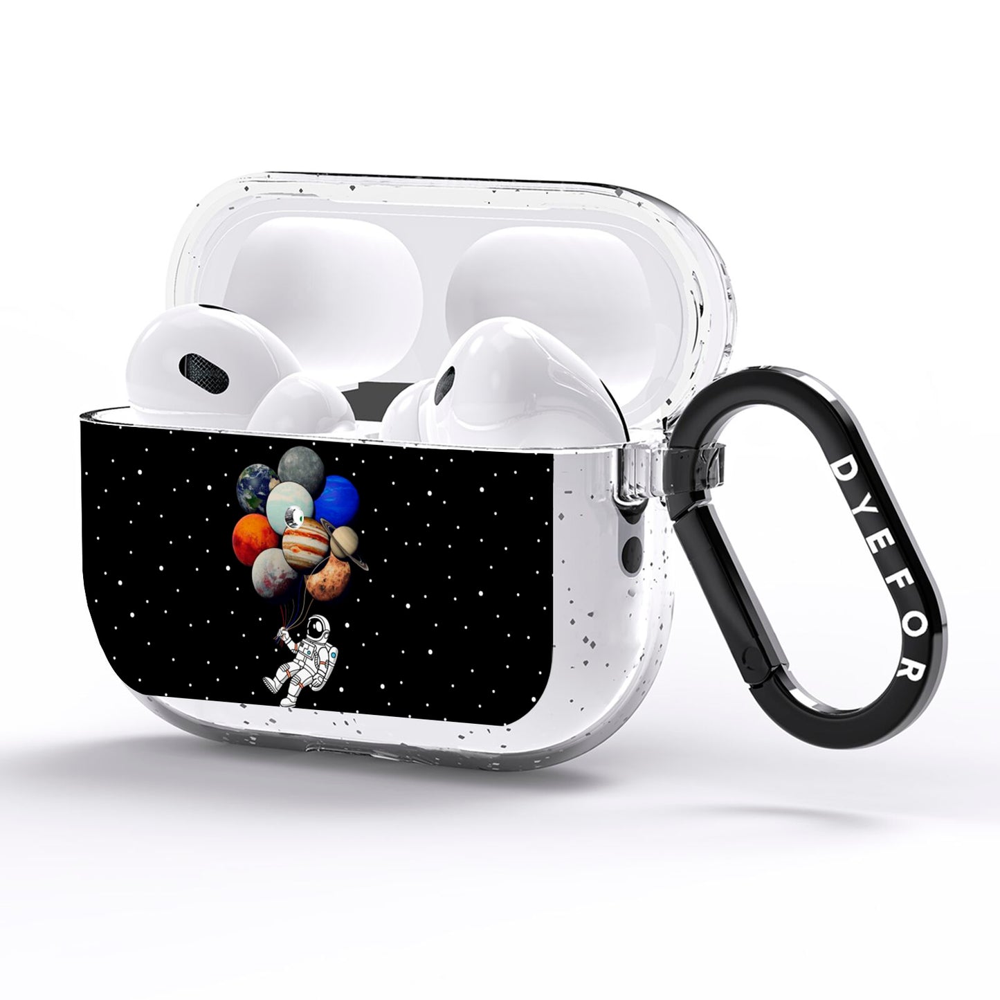 Astronaut Planet Balloons AirPods Pro Glitter Case Side Image
