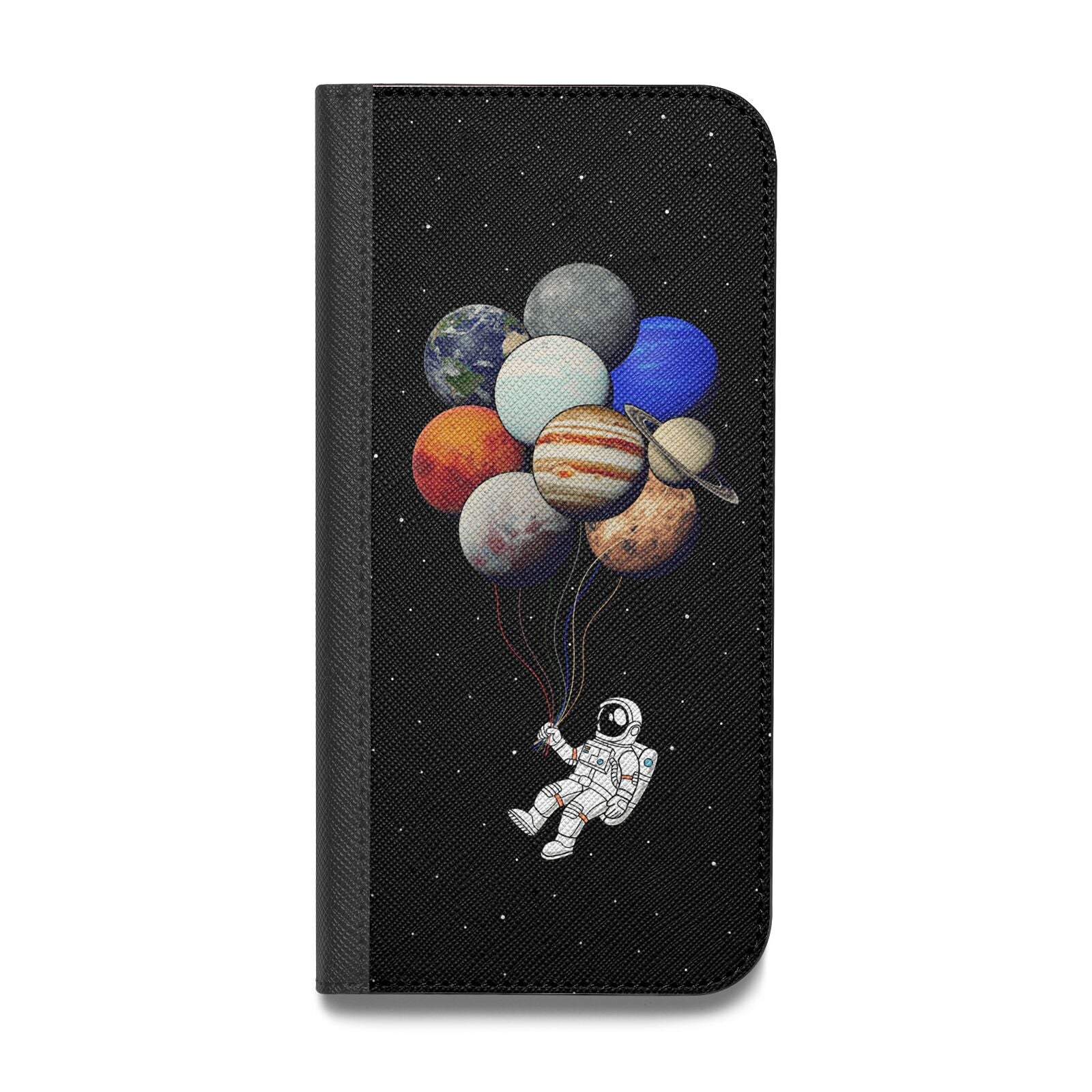 Astronaut Planet Balloons Vegan Leather Flip iPhone Case