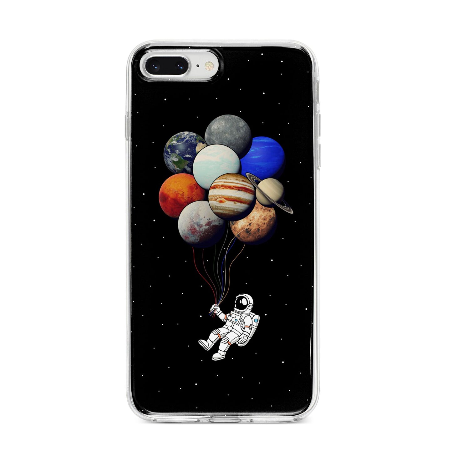Astronaut Planet Balloons iPhone 8 Plus Bumper Case on Silver iPhone