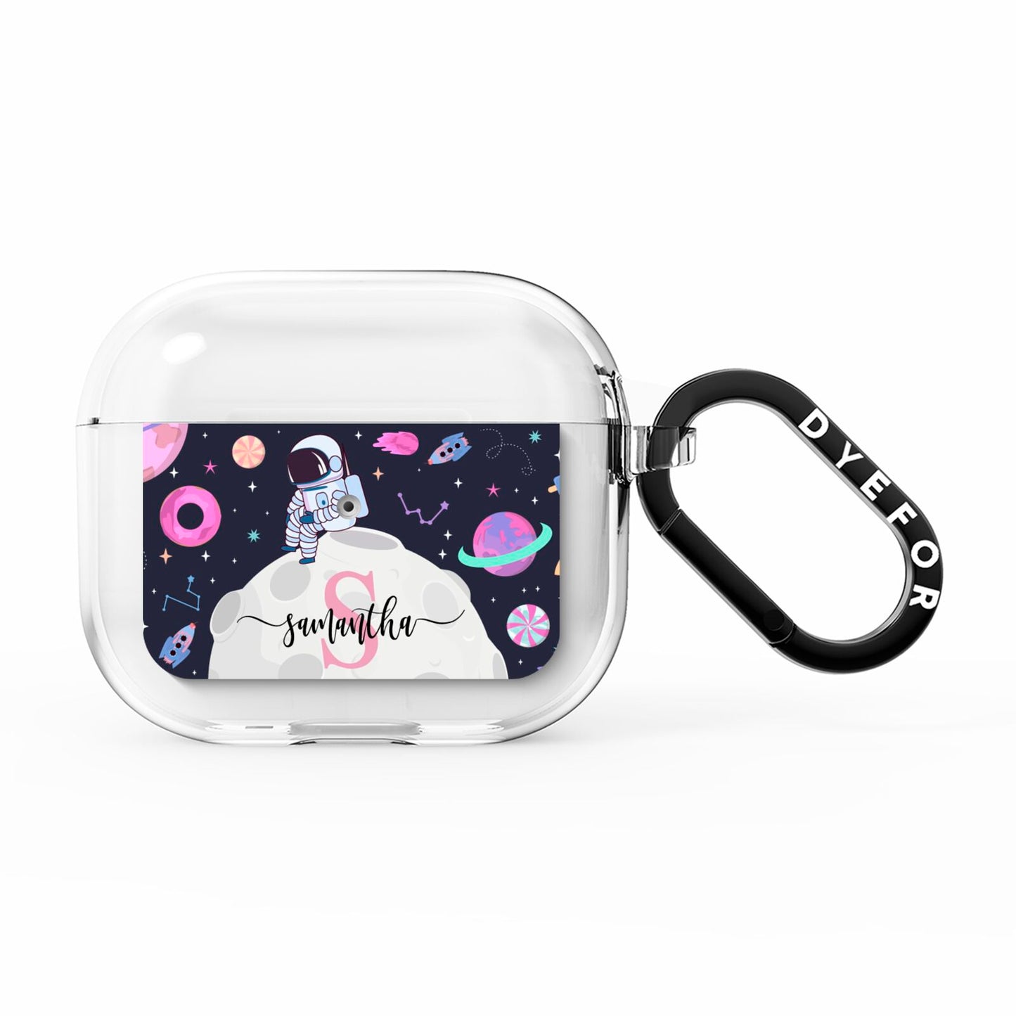 Astronaut in Candy Space with Name AirPods Clear Case 3rd Gen