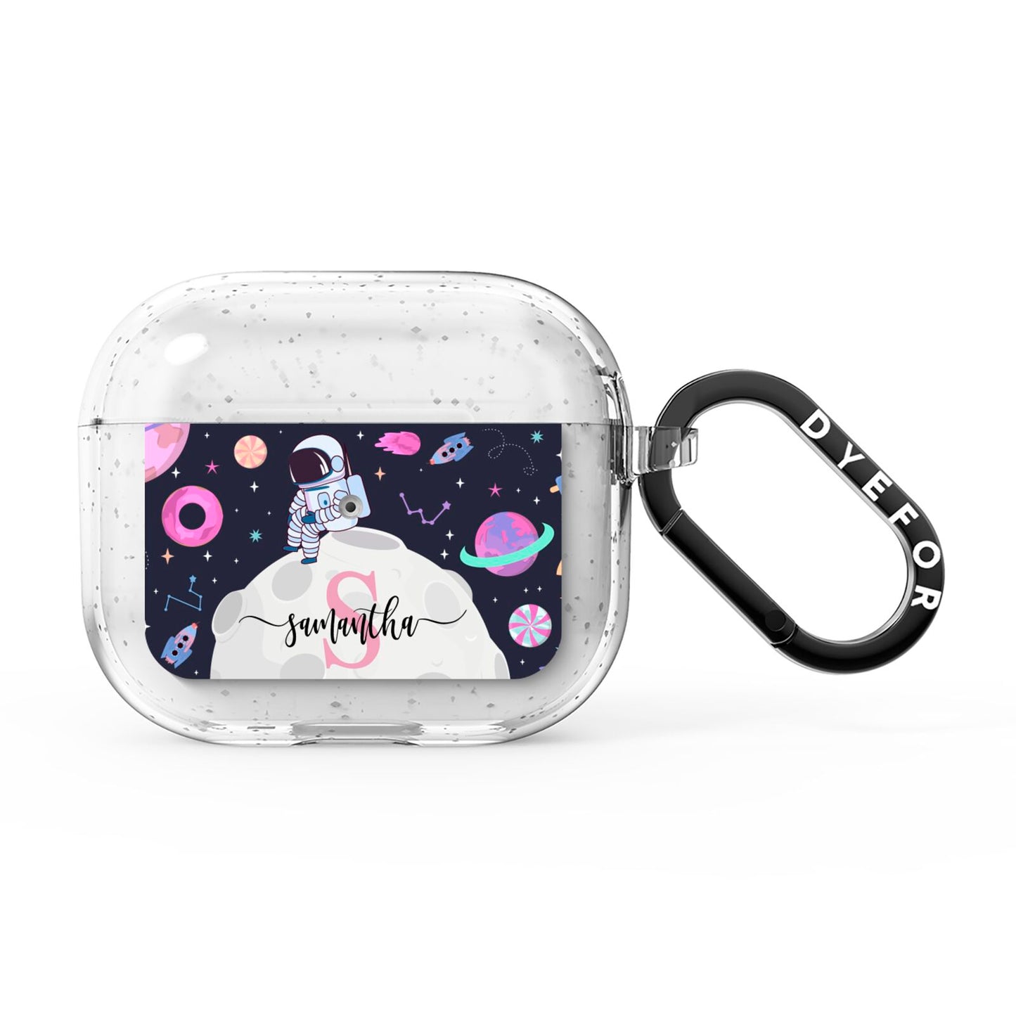 Astronaut in Candy Space with Name AirPods Glitter Case 3rd Gen