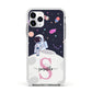 Astronaut in Candy Space with Name Apple iPhone 11 Pro in Silver with White Impact Case
