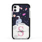 Astronaut in Candy Space with Name Apple iPhone 11 in White with Black Impact Case