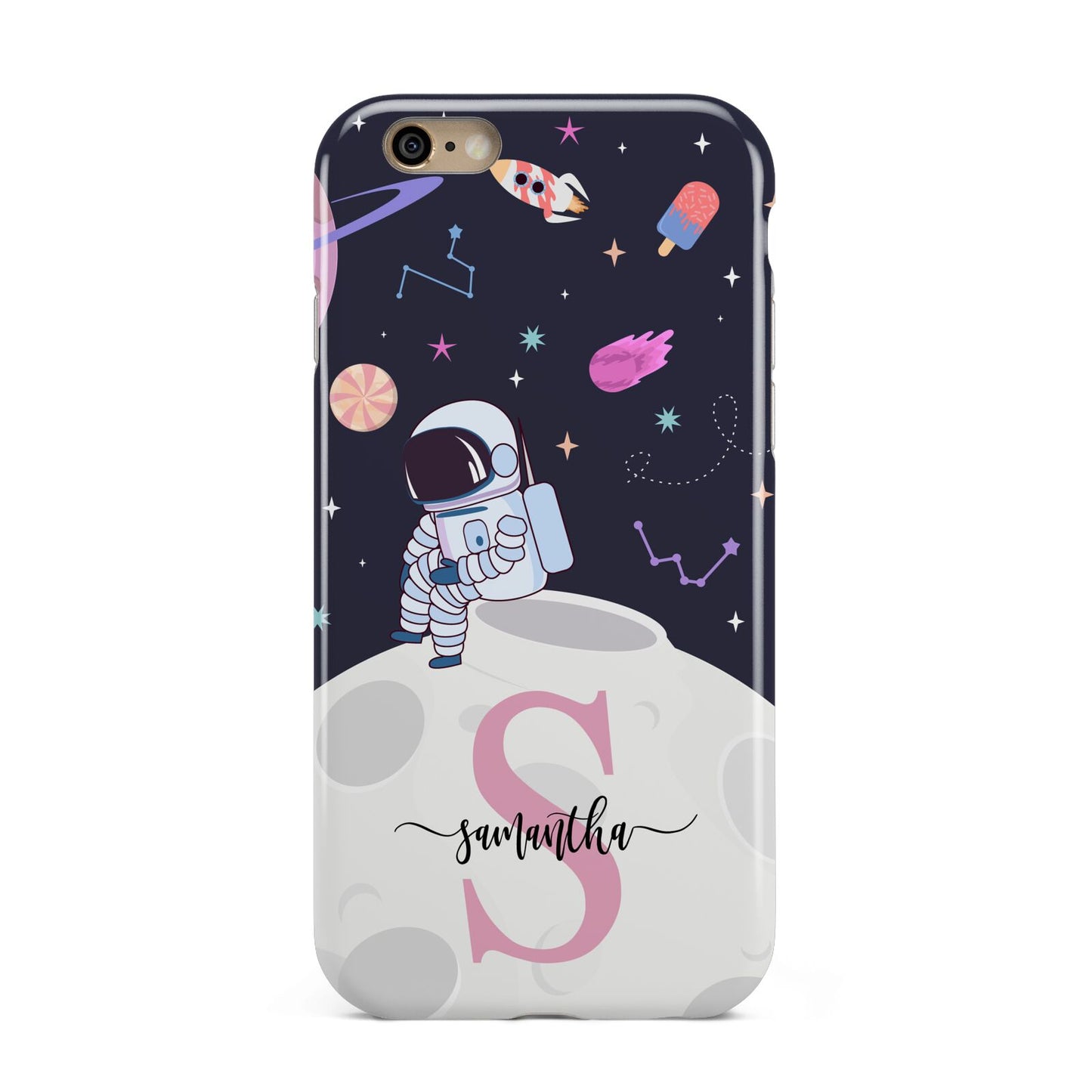 Astronaut in Candy Space with Name Apple iPhone 6 3D Tough Case