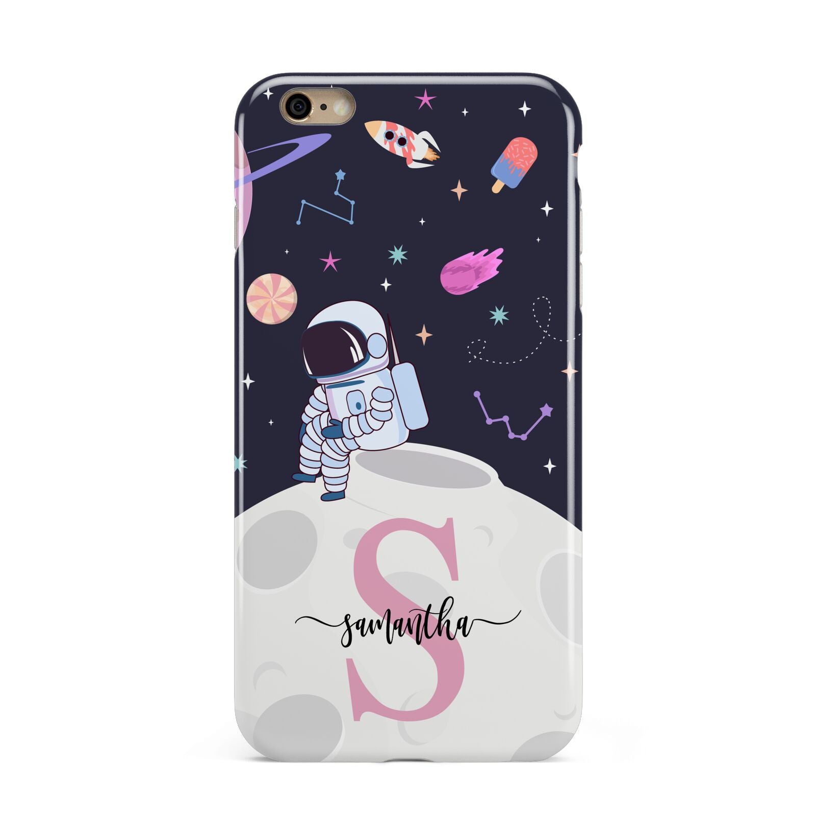 Astronaut in Candy Space with Name Apple iPhone 6 Plus 3D Tough Case
