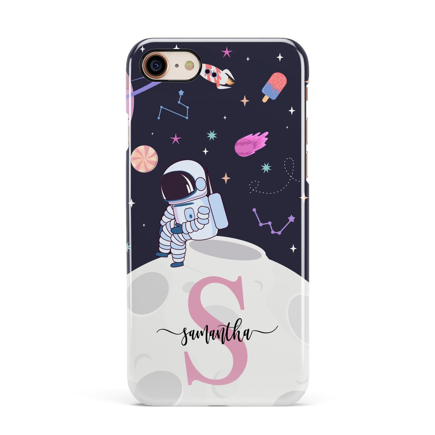 Astronaut in Candy Space with Name Apple iPhone 7 8 3D Snap Case